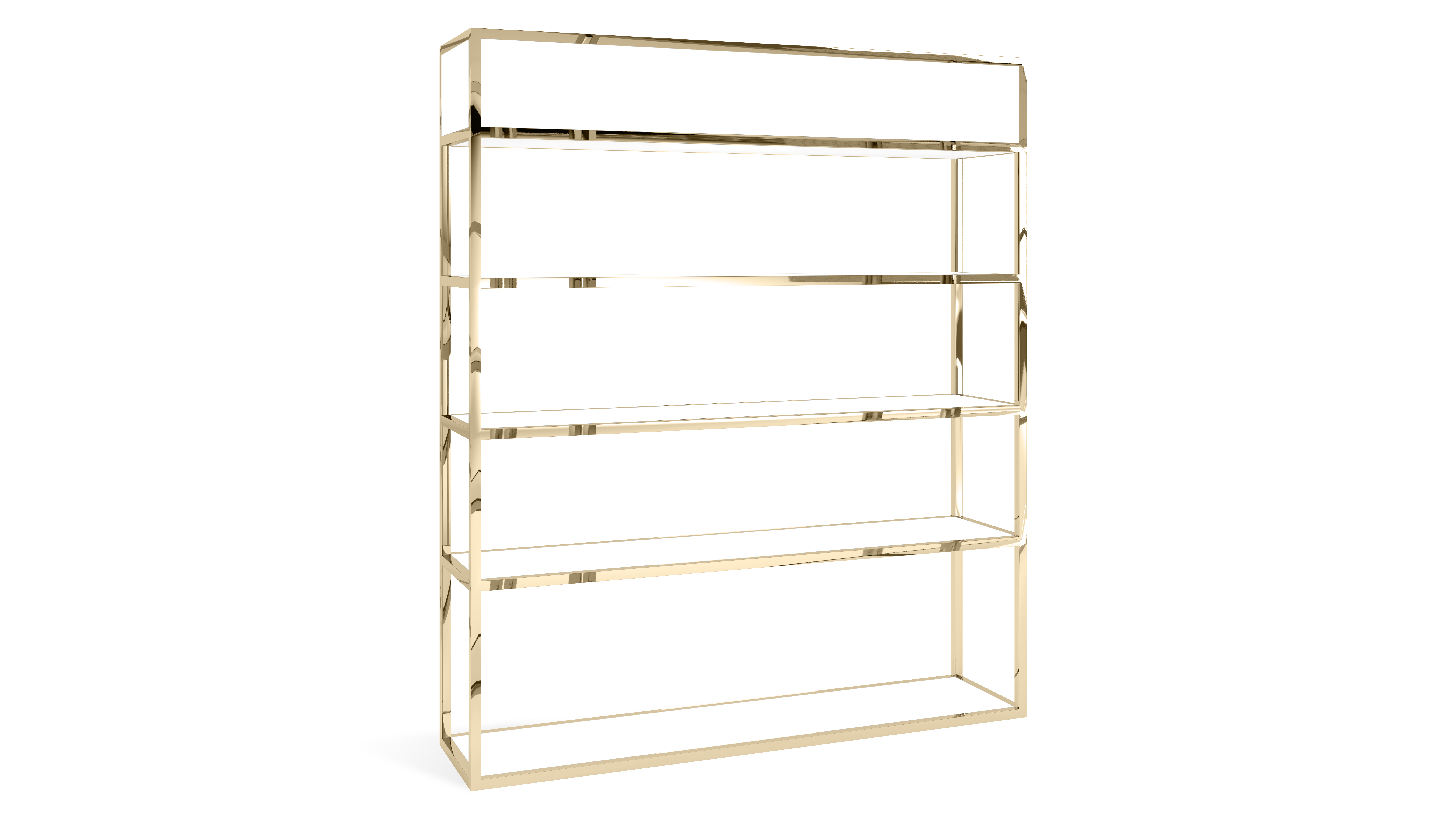 Essex Polished Gold Bar Back – White Shelves