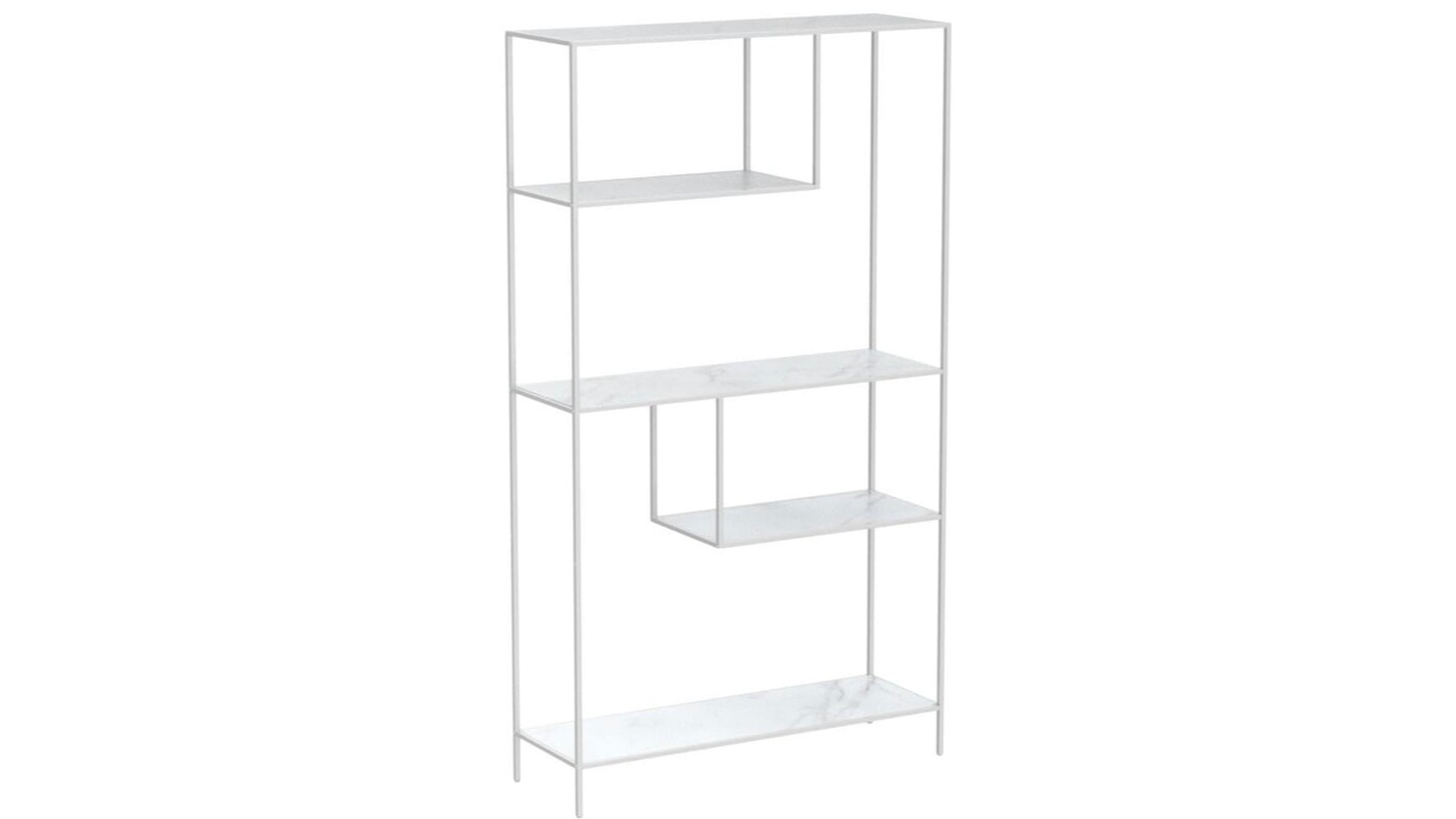Metal Display Four Tier – WHITE With White Shelves