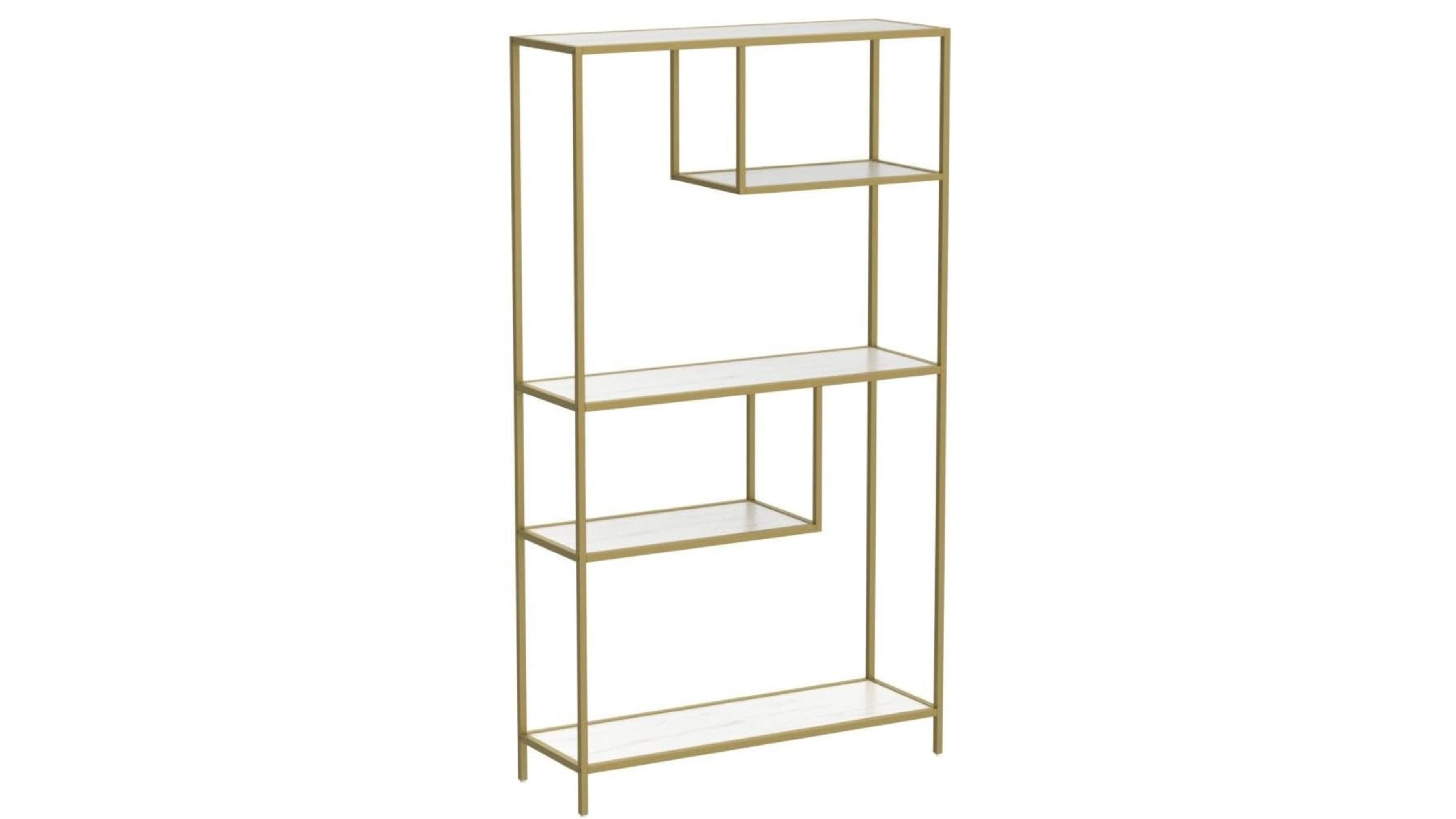 Metal Display Four Tier – GOLD With White Shelves