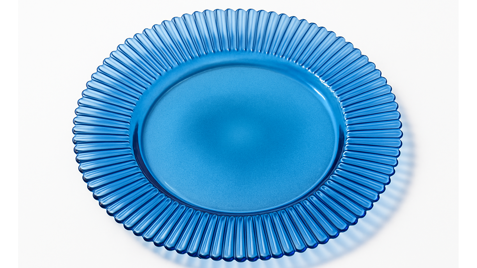 Ribbed Glass Charger Blue 13″