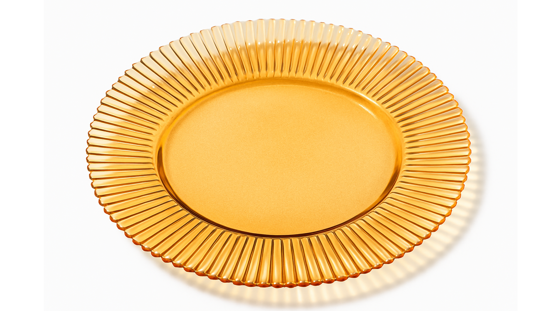 Ribbed Glass Charger Amber 13″