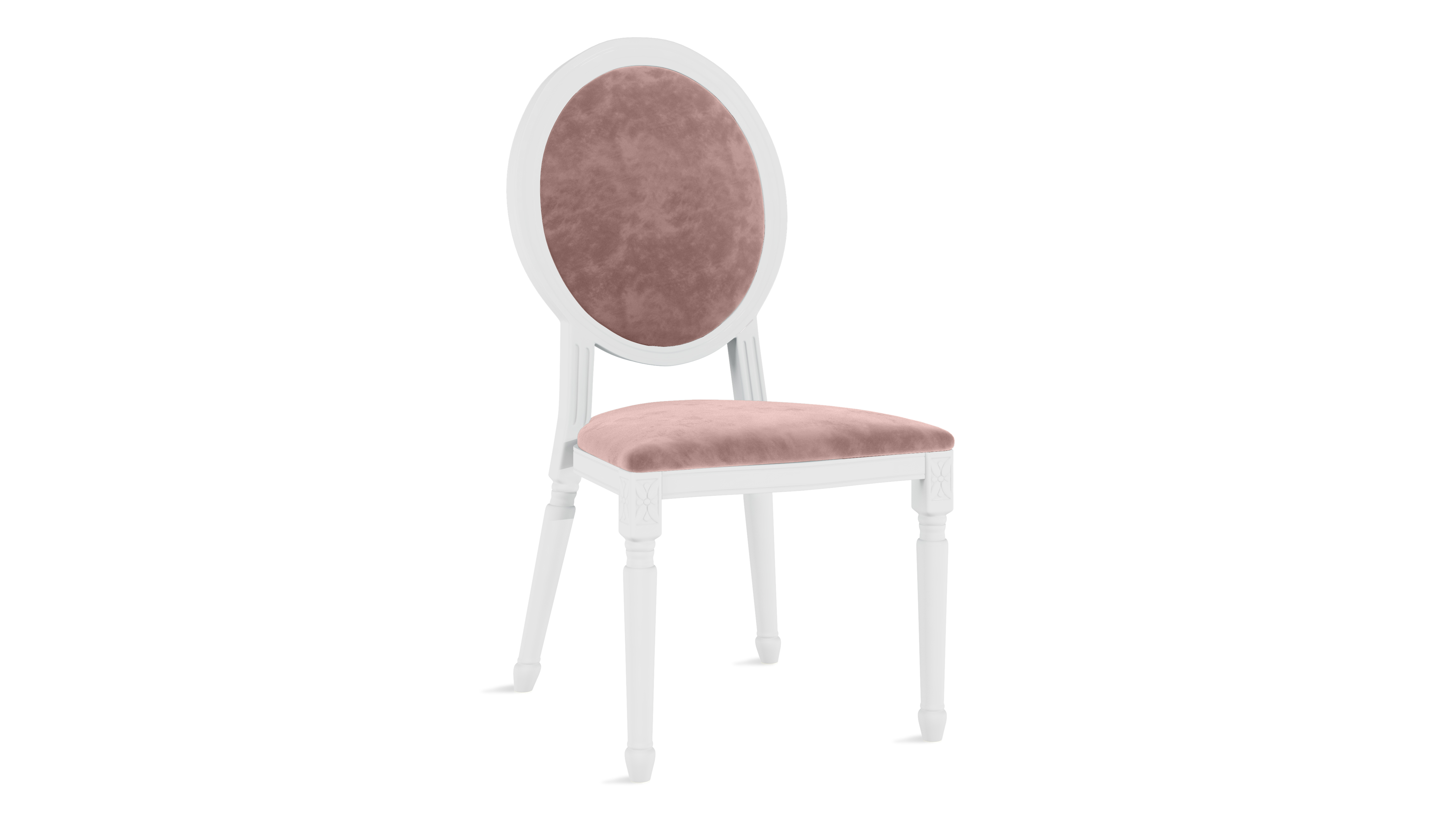Louis XV Chair White – Dusty Rose Velvet Cushions