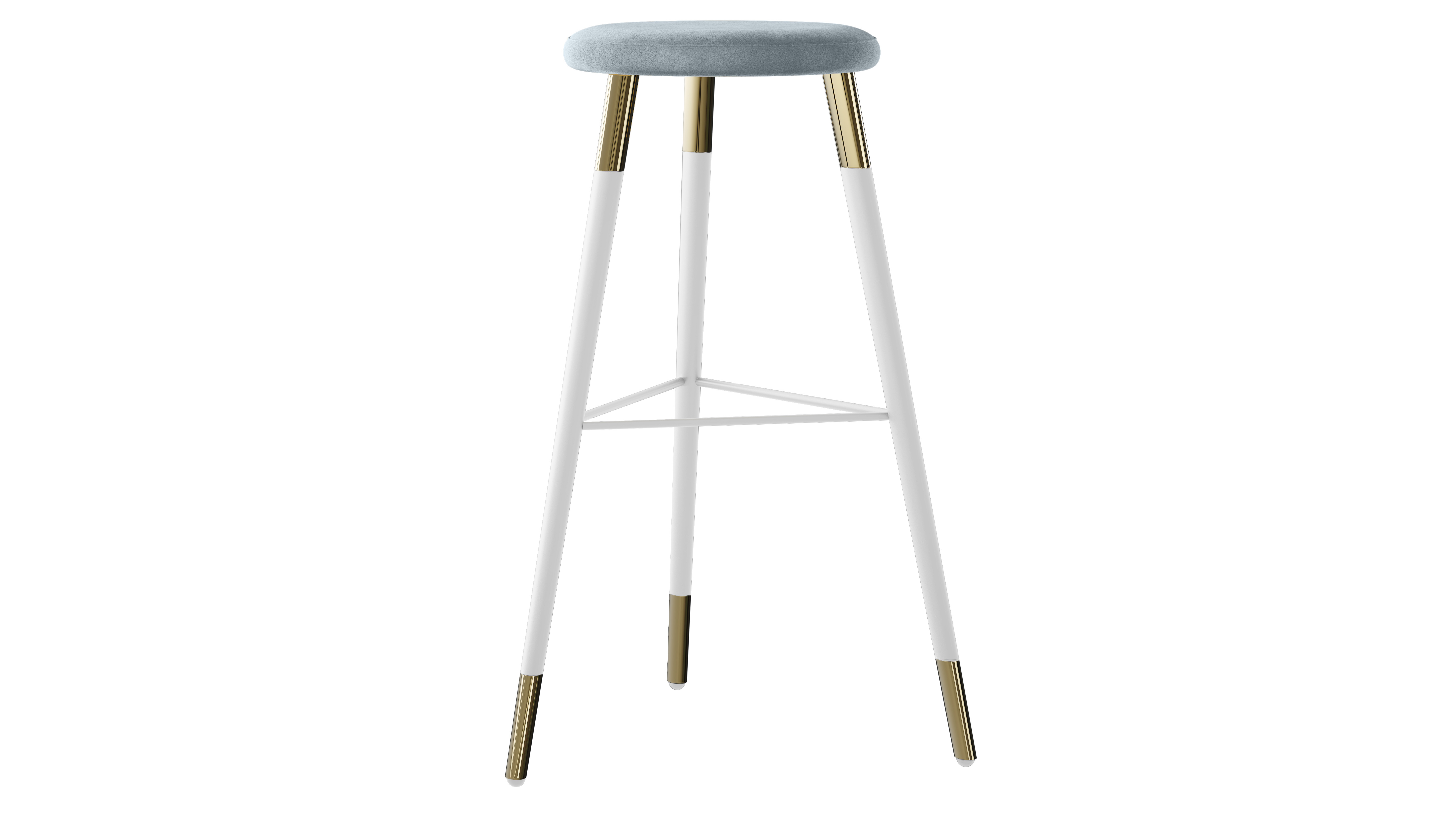 Tivoli Stool White Polished Gold – Rain Velvet Cushion