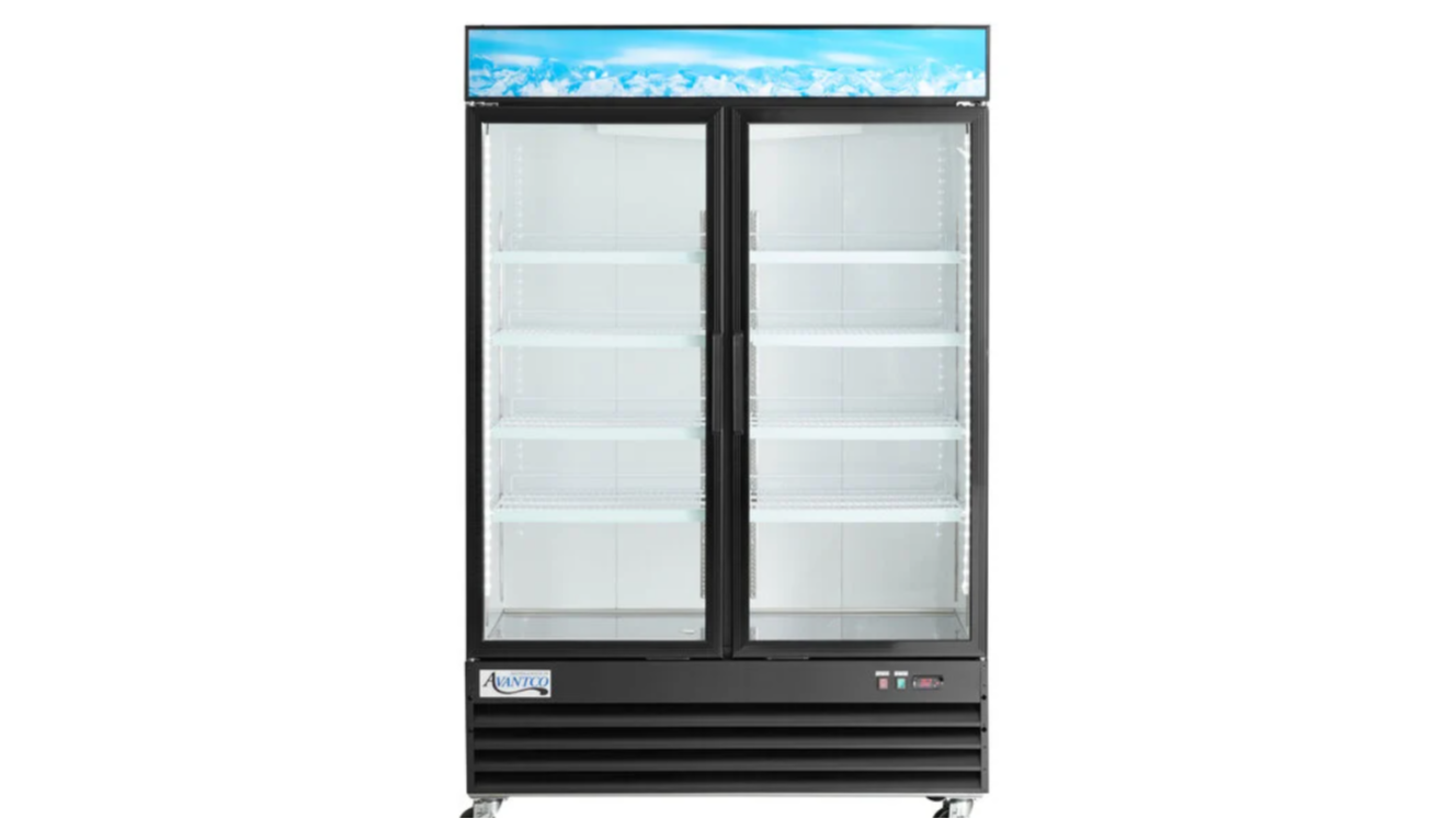 Black Customizable Swing Glass Door Merchandiser Refrigerator with LED Lighting