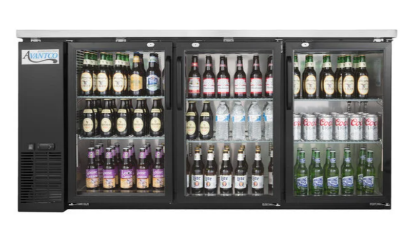 Black Counter Height Glass Bar Back Refrigerator
