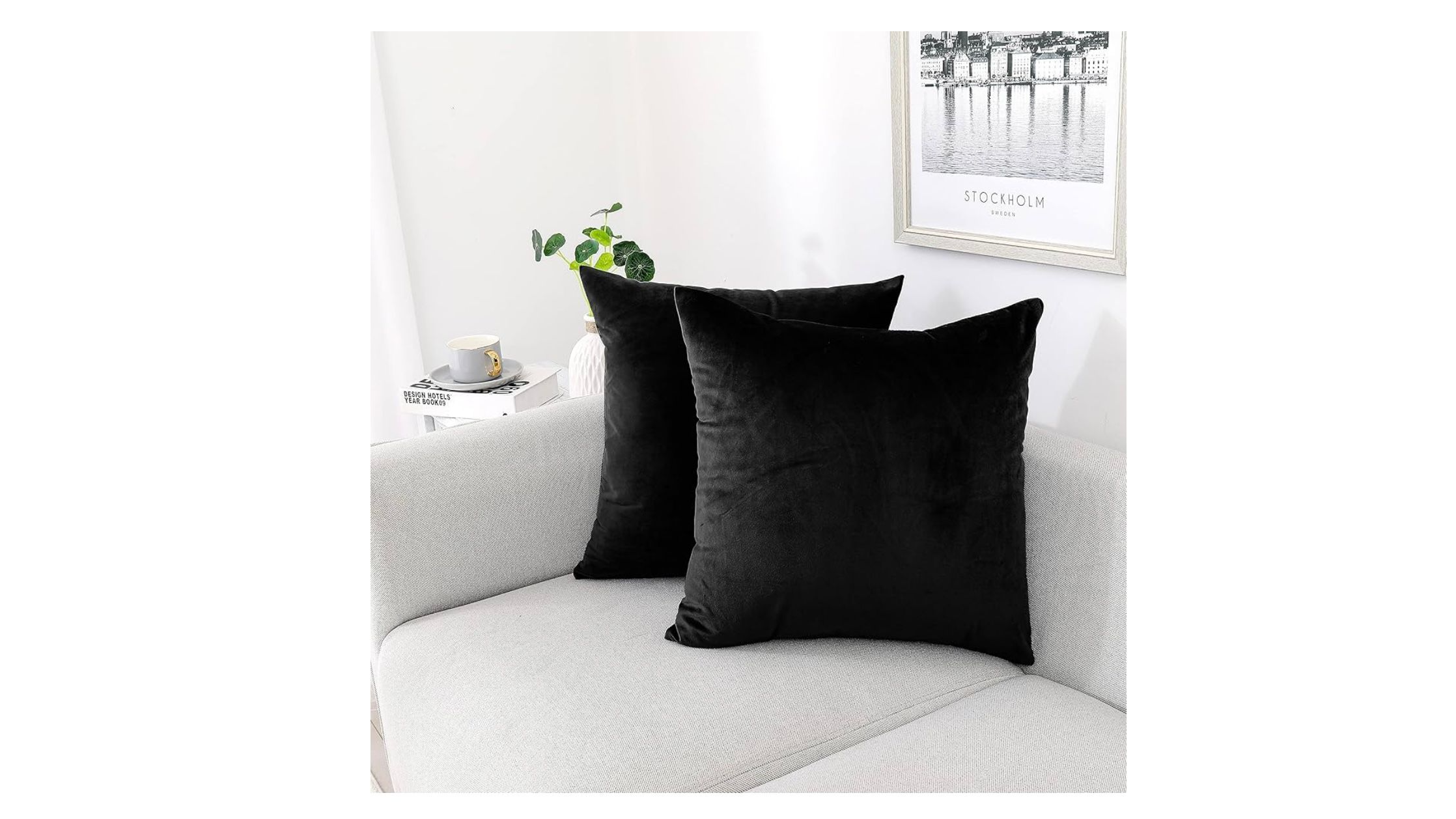 Ivory Velvet Throw Pillow 18″ – Set of 2