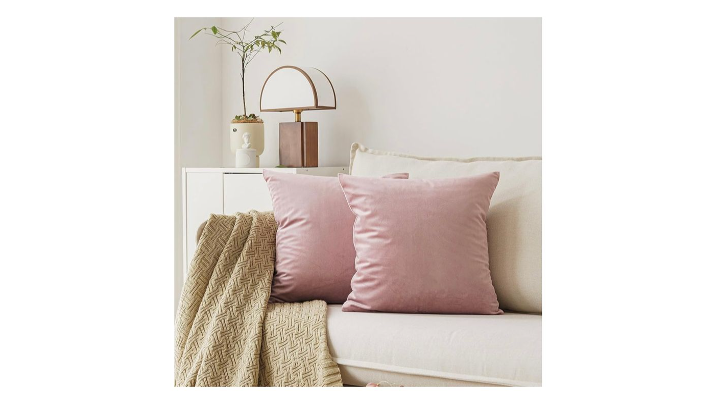 Dusty Rose Velvet Throw Pillow 18″ – Set of 2