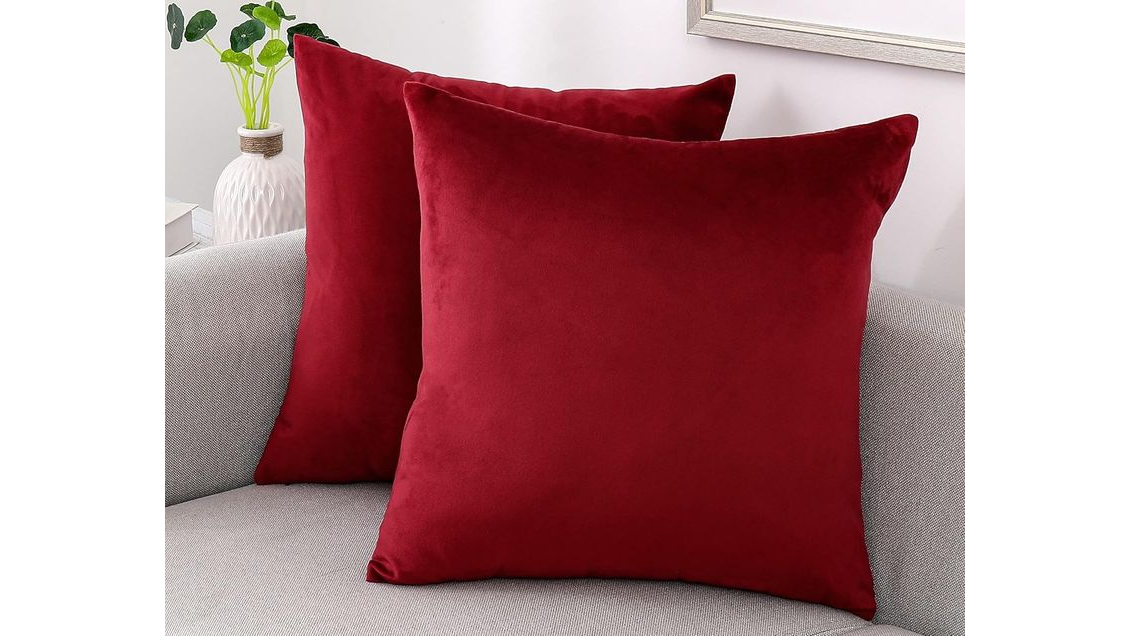 Crimson Velvet Throw Pillow 18″ – Set of 2