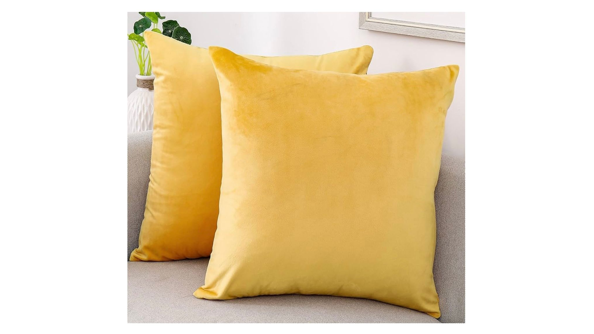 Yellow Velvet Throw Pillow 18″ – Set of 2