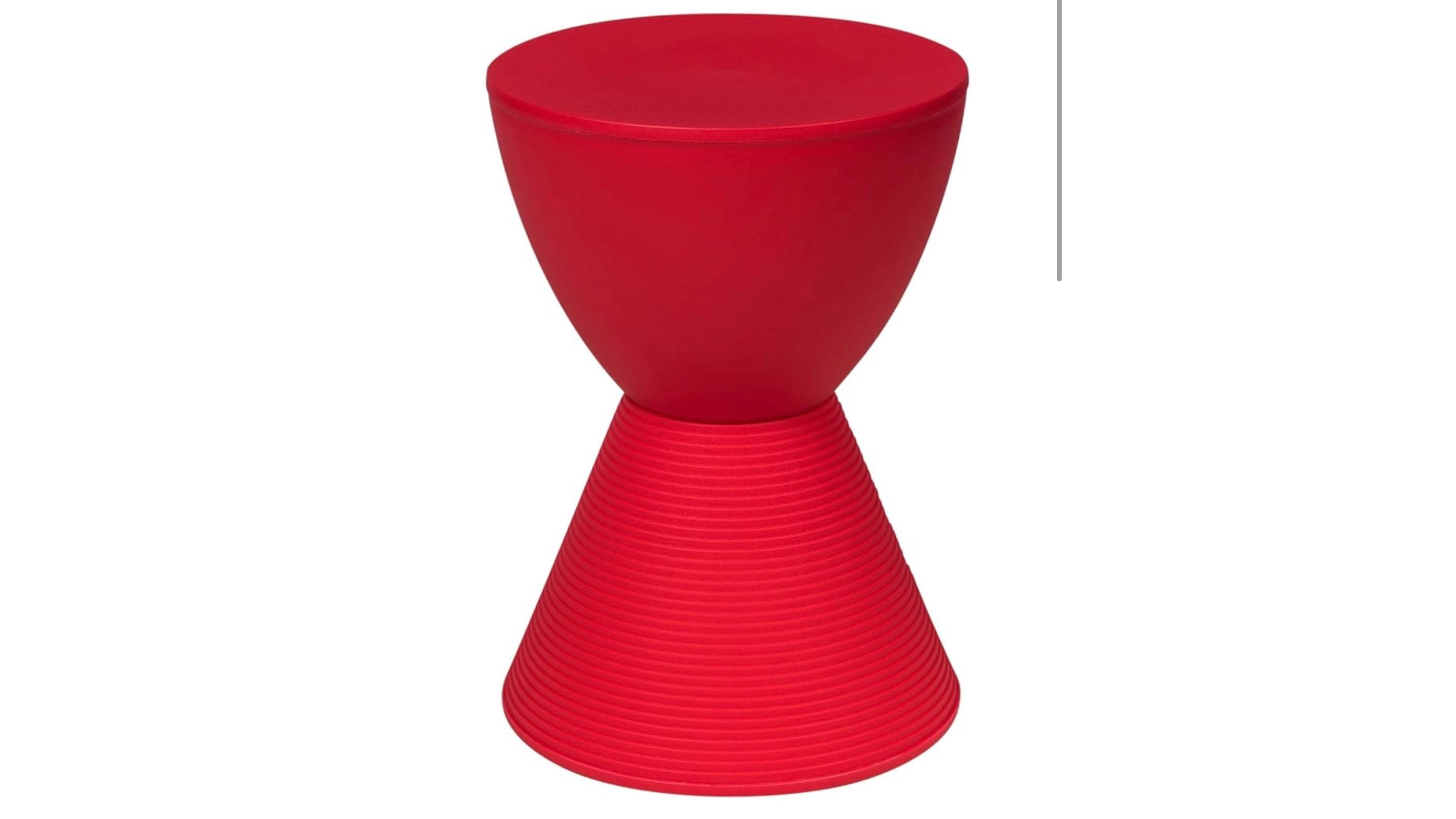 Red Hourglass Drum Side Table