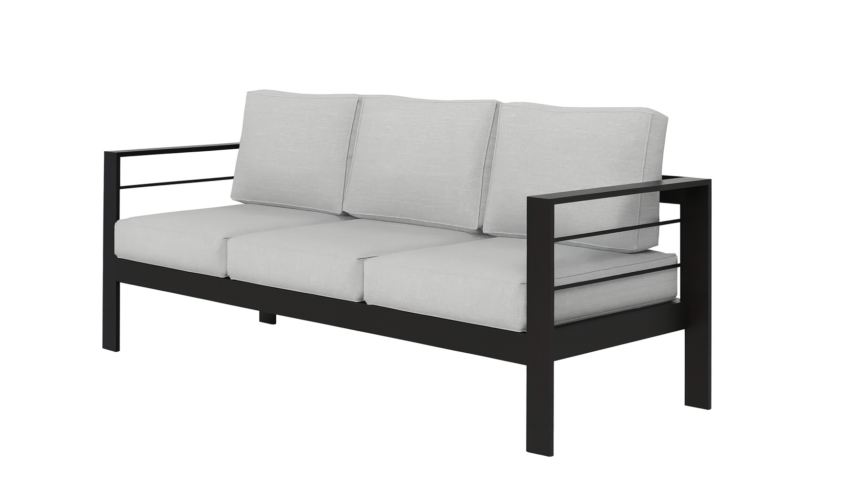 Hampton’s Black Frame 3 Seat Couch – Grey Cushion