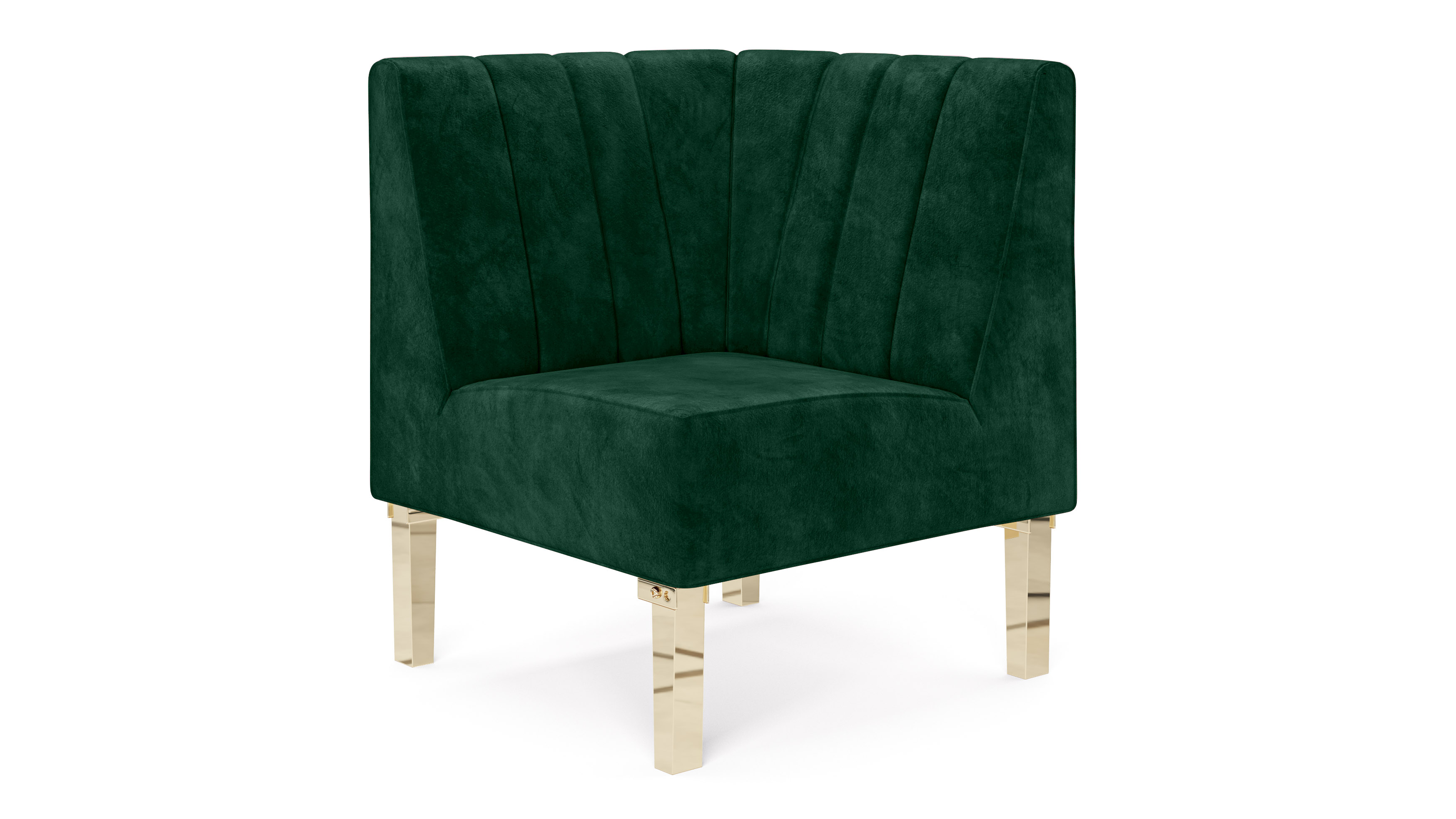 Kincaid Corner Chair Polished Gold Legs – Emerald Velvet