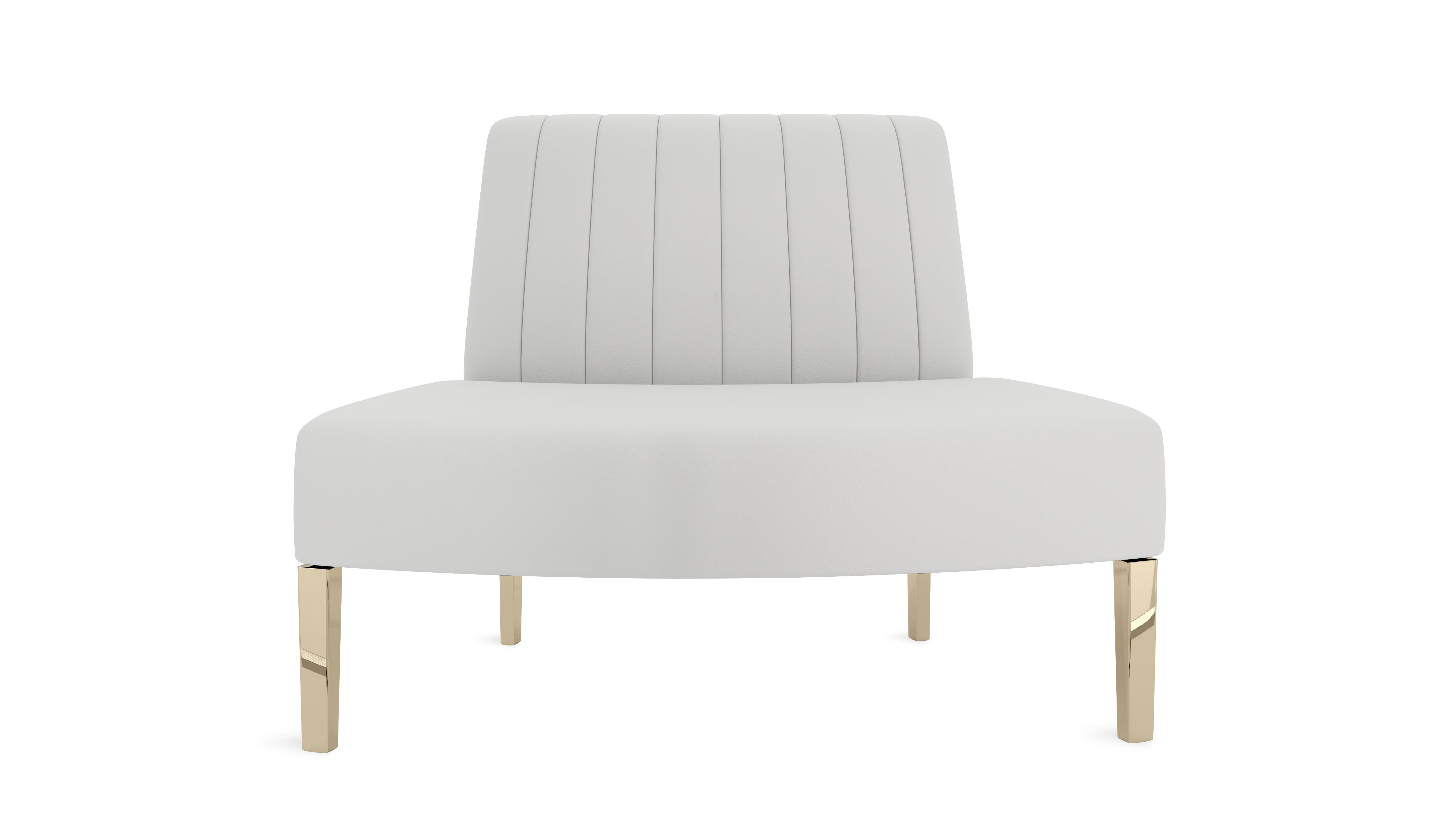 Kincaid Outside Round Chair Polished Gold Legs – White Leather