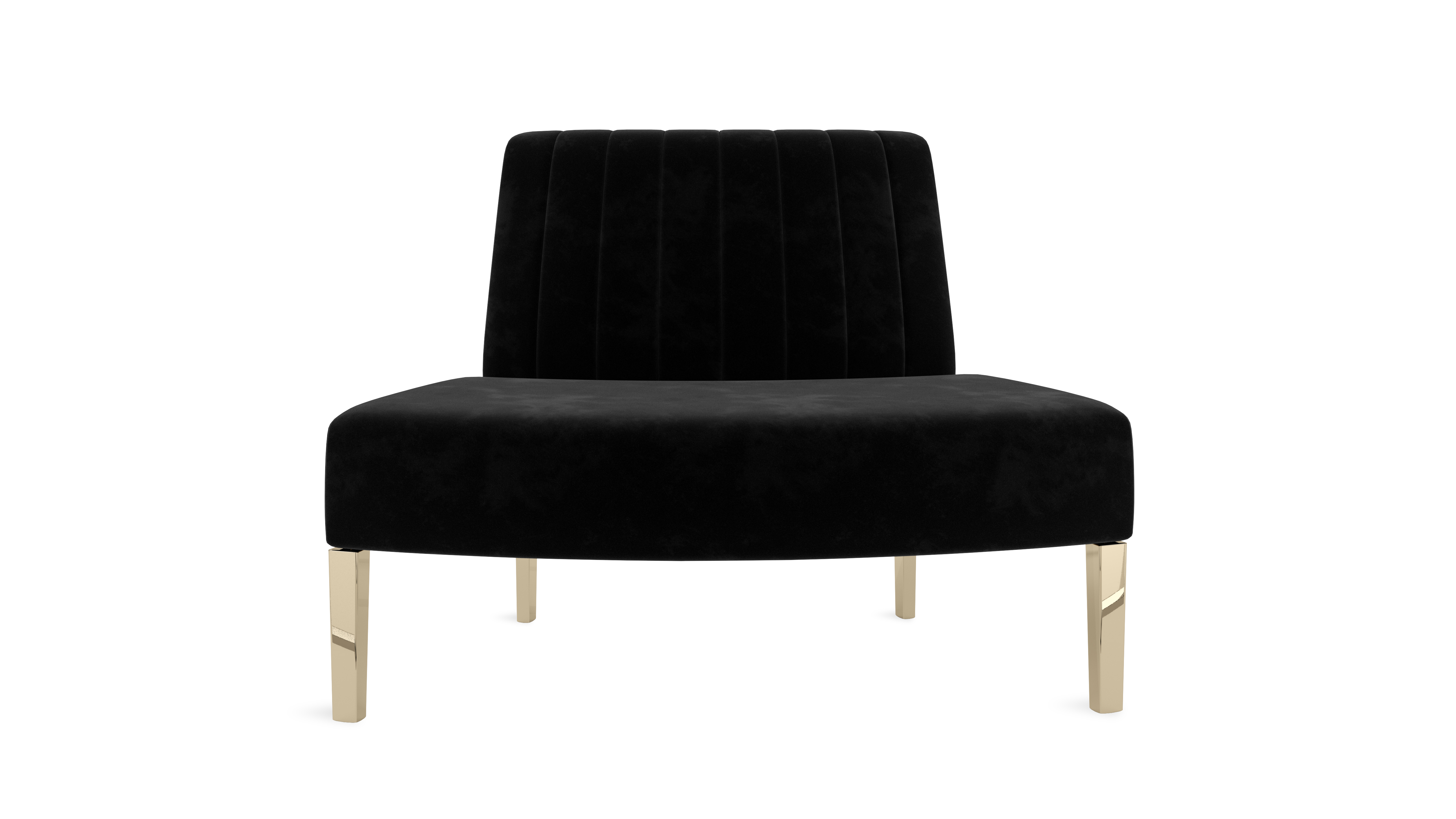 Kincaid Outside Round Chair Polished Gold Legs – Black Velvet
