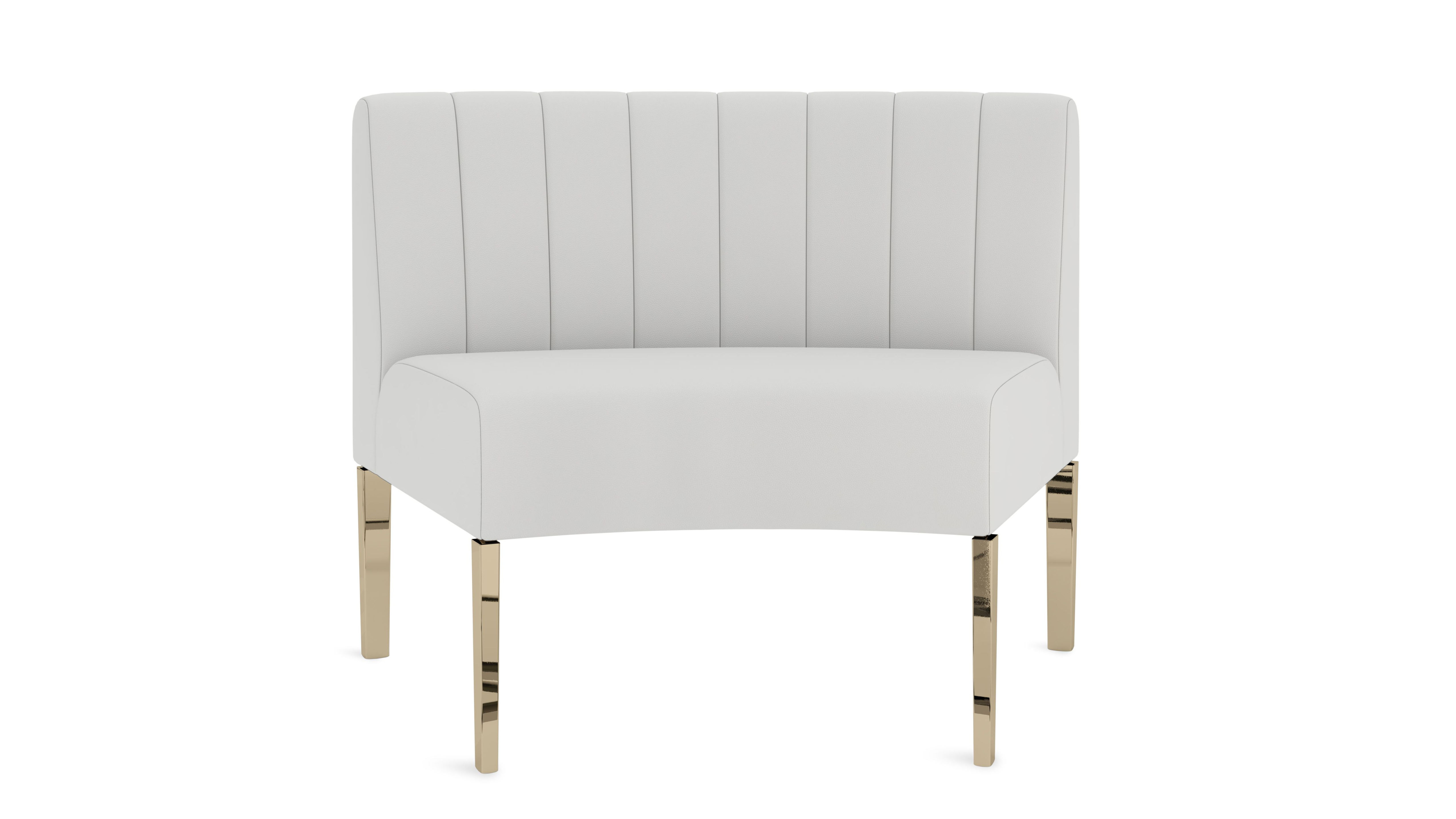 Kincaid Inside Round Chair Polished Gold Legs – White Leather