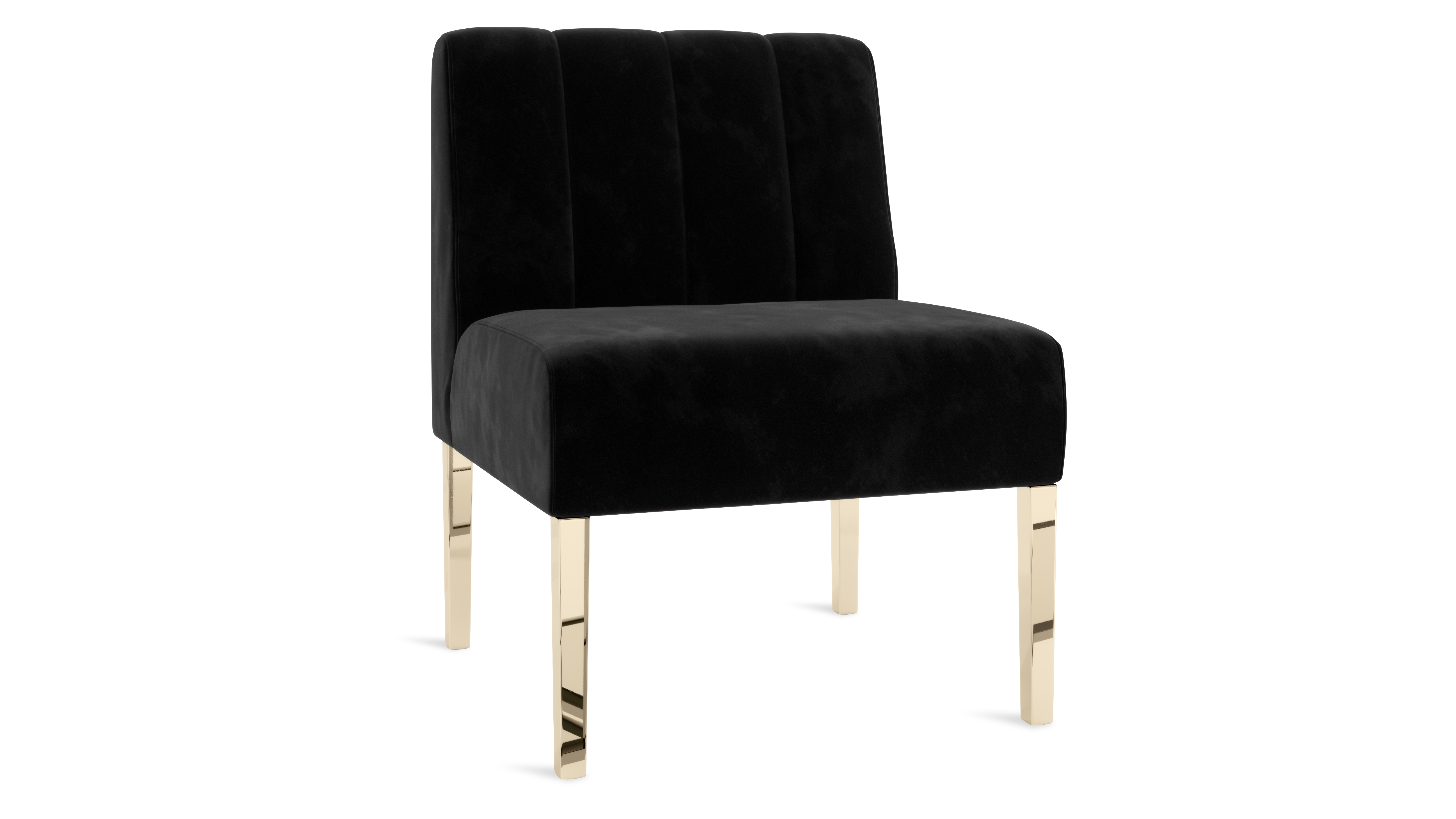 Kincaid Chair Polished Gold Legs – Black Velvet