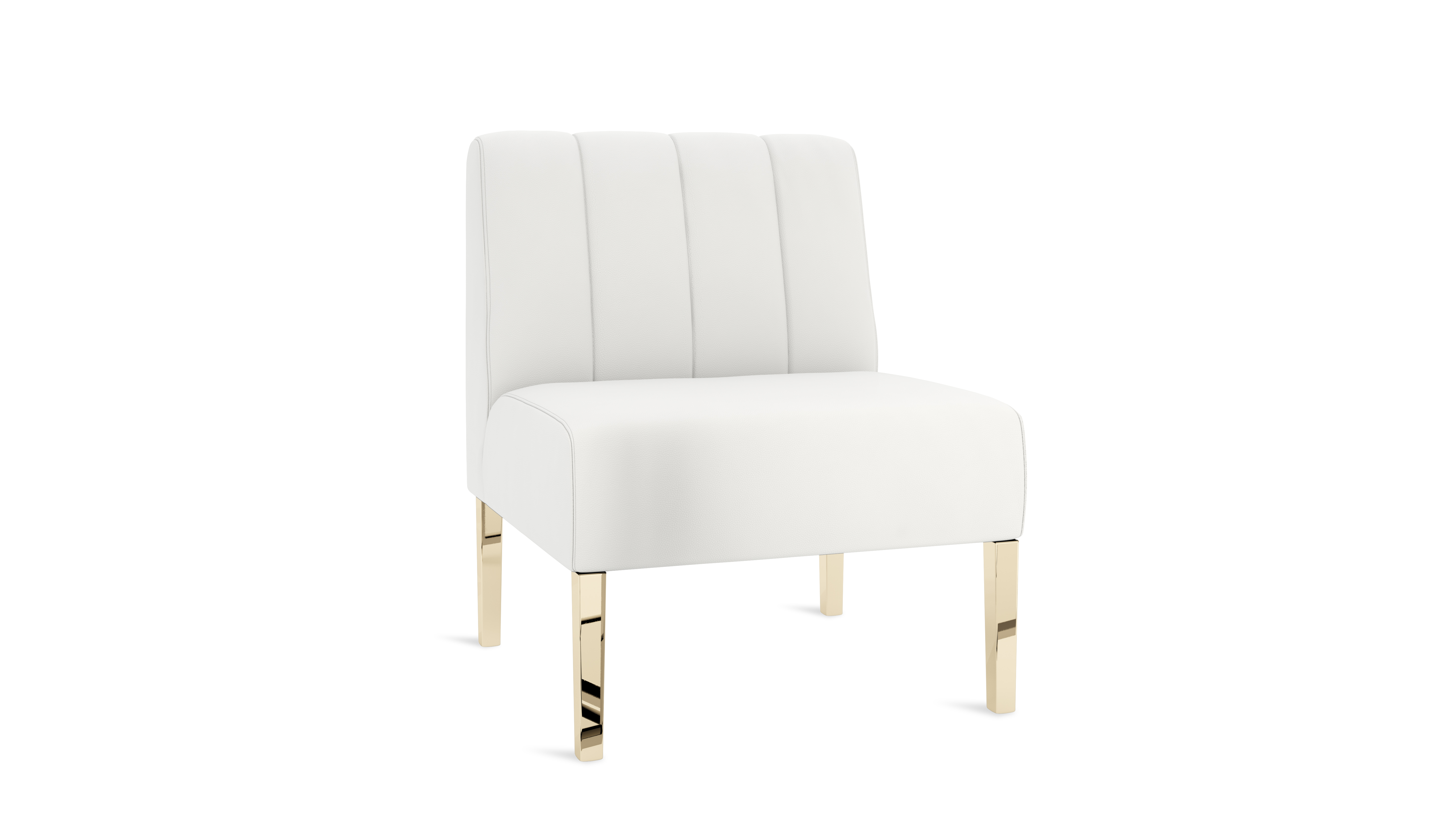Kincaid Chair Polished Gold Legs – White Leather