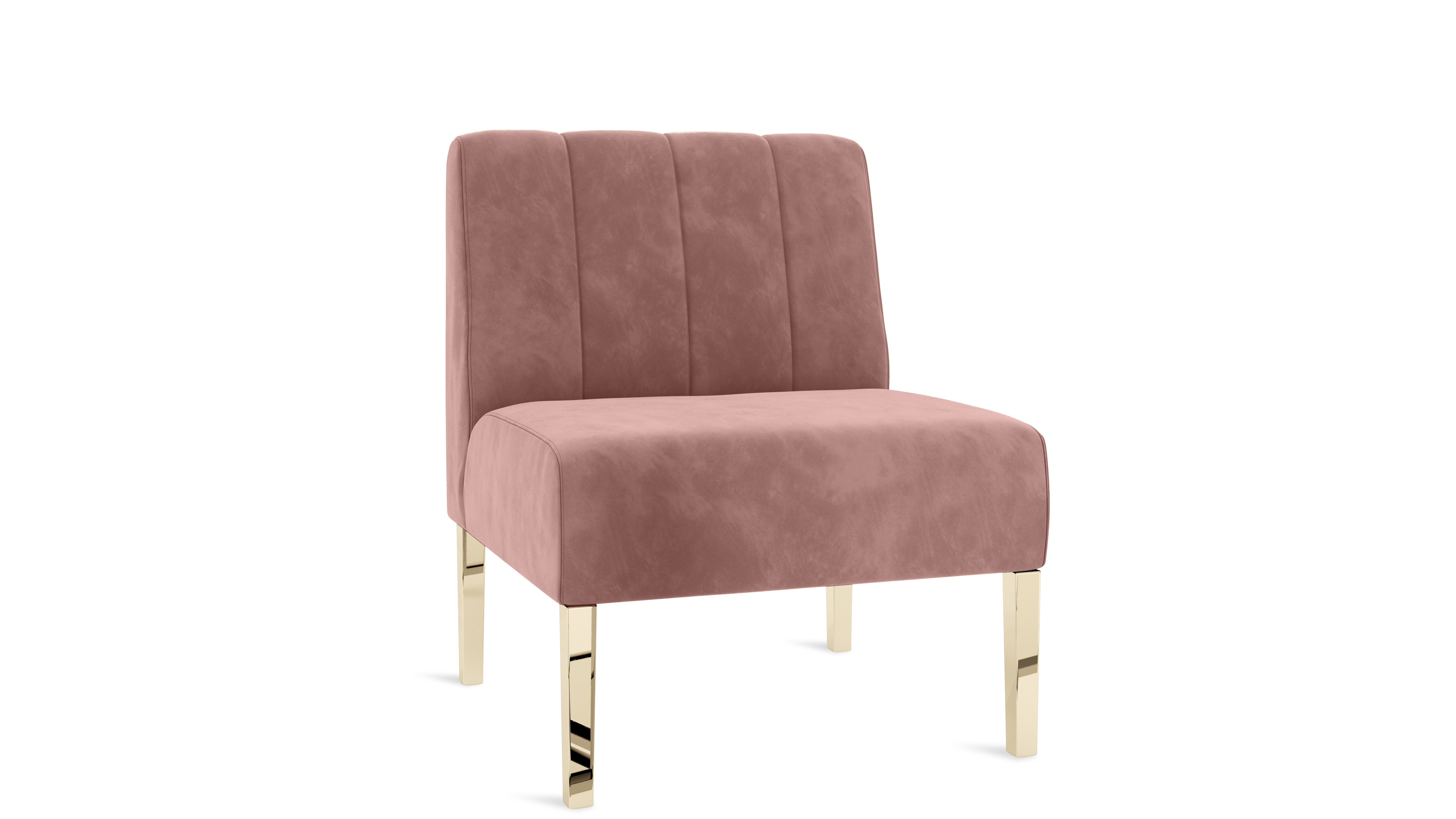 Kincaid Chair Polished Gold Legs – Dusty Rose Velvet