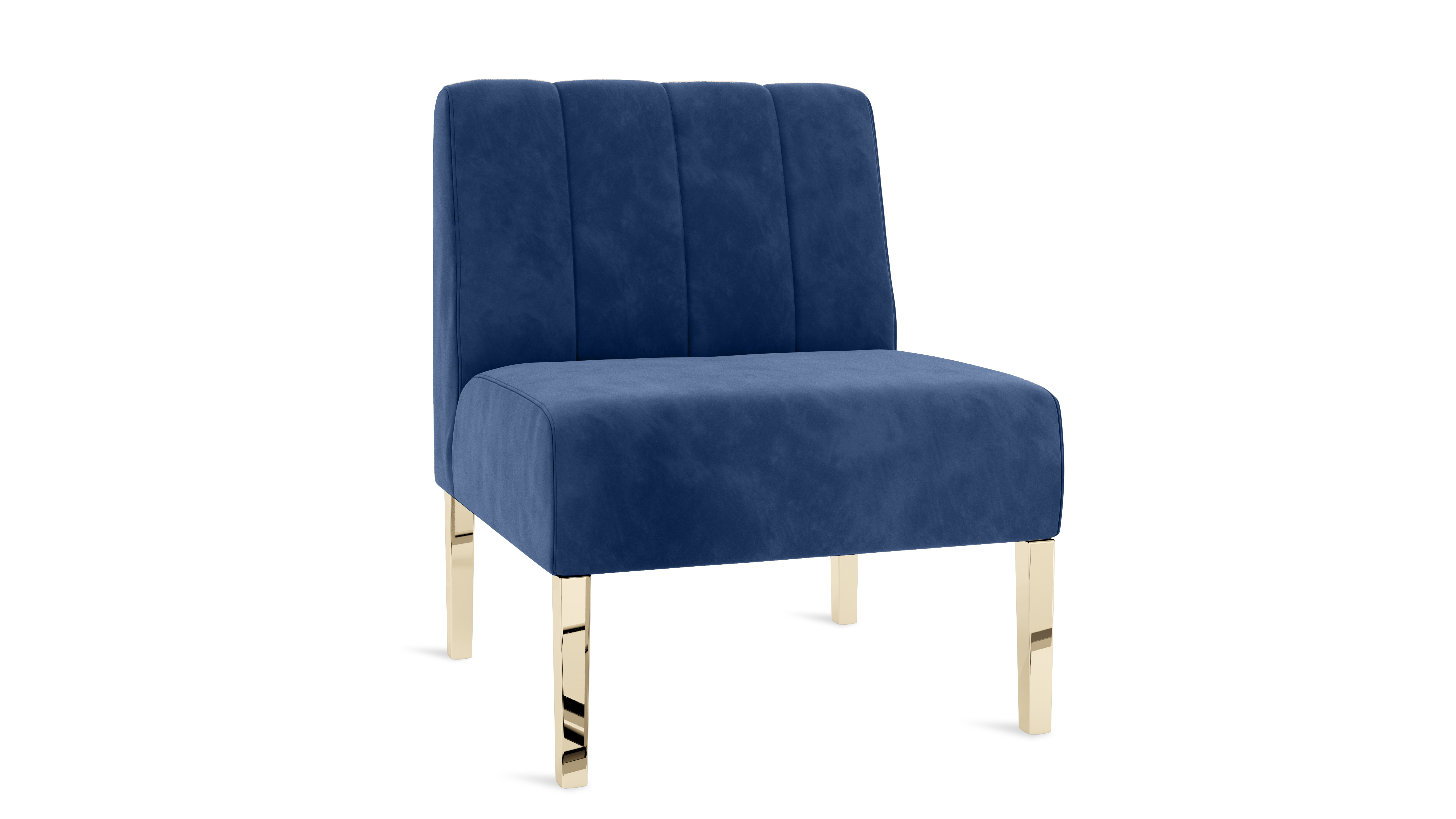 Kincaid Chair Polished Gold Legs – Sapphire Velvet