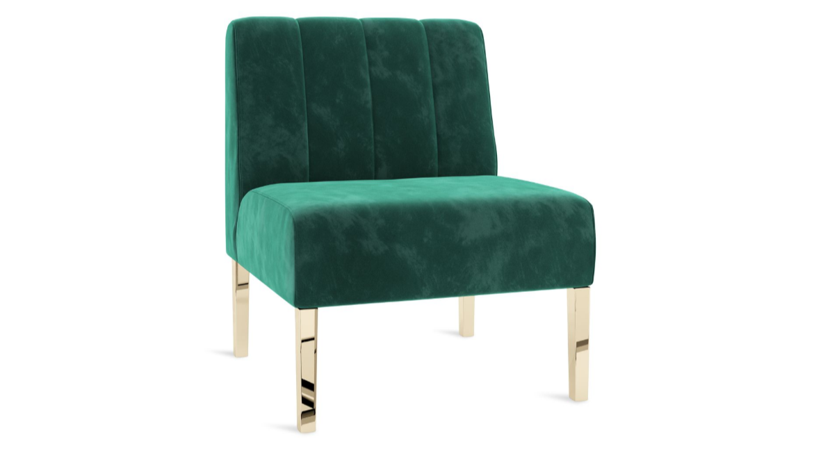 Kincaid Chair Polished Gold Legs – Emerald Velvet