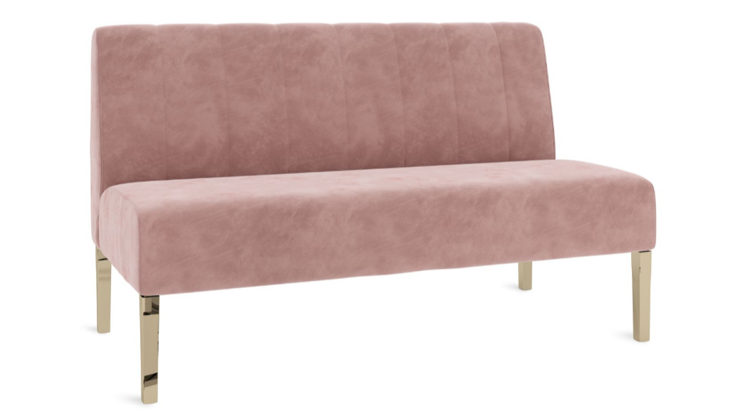 Kincaid Polished Gold Base Love Seat – Dusty Rose Velvet