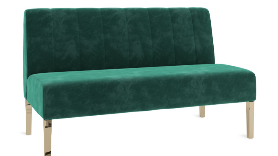 Kincaid Polished Gold Base Love Seat – Emerald Velvet