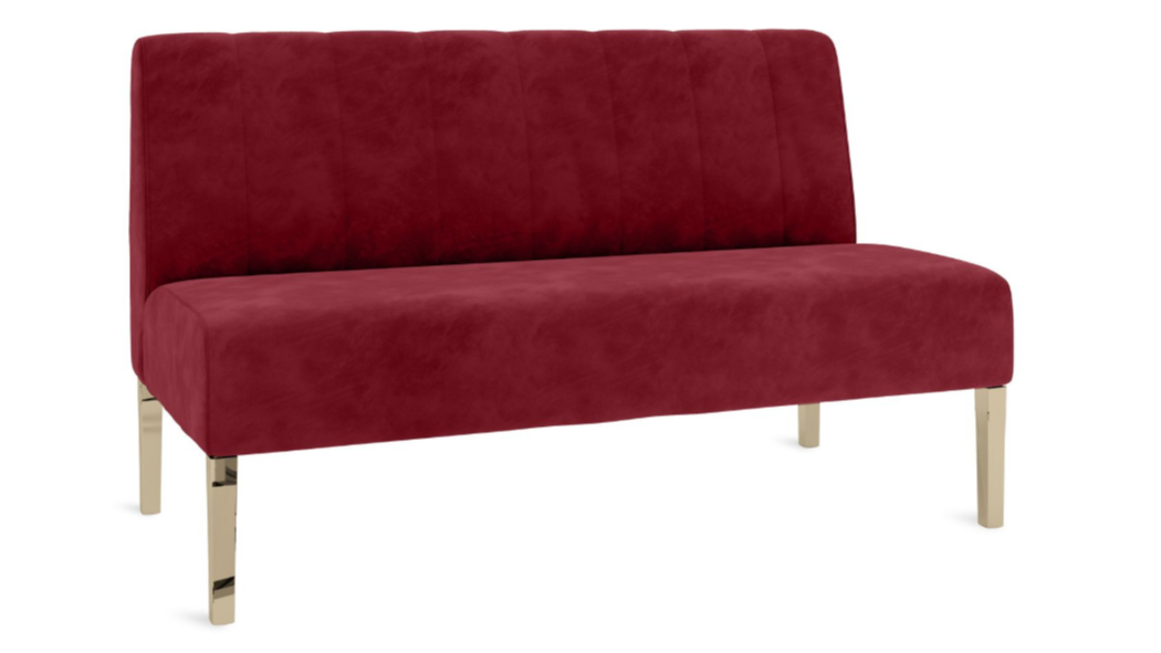 Kincaid Polished Gold Base Love Seat – Crimson Velvet