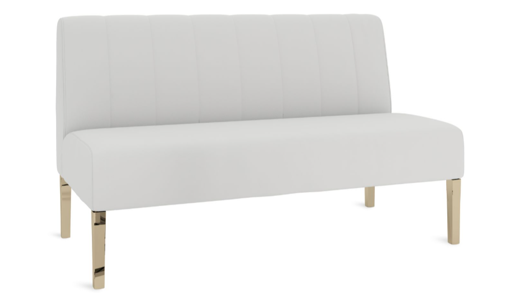 Kincaid Polished Gold Base Love Seat – White Leather