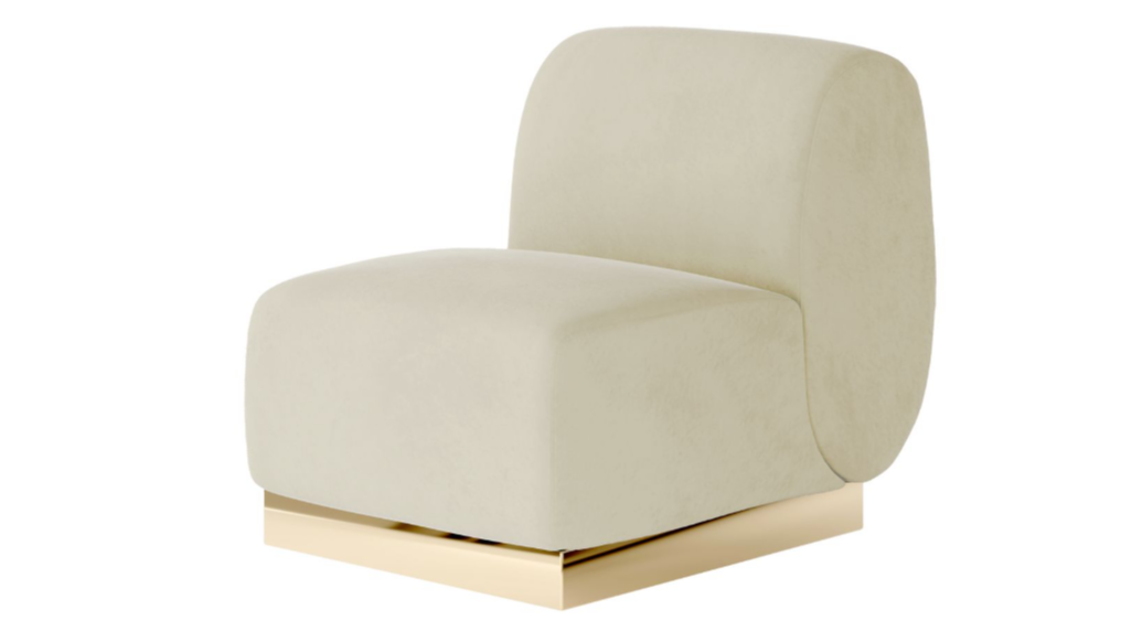Colette Middle Chair Gold Base – Ivory Velvet