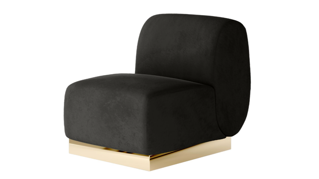 Colette Middle Chair Gold Base – Black Velvet