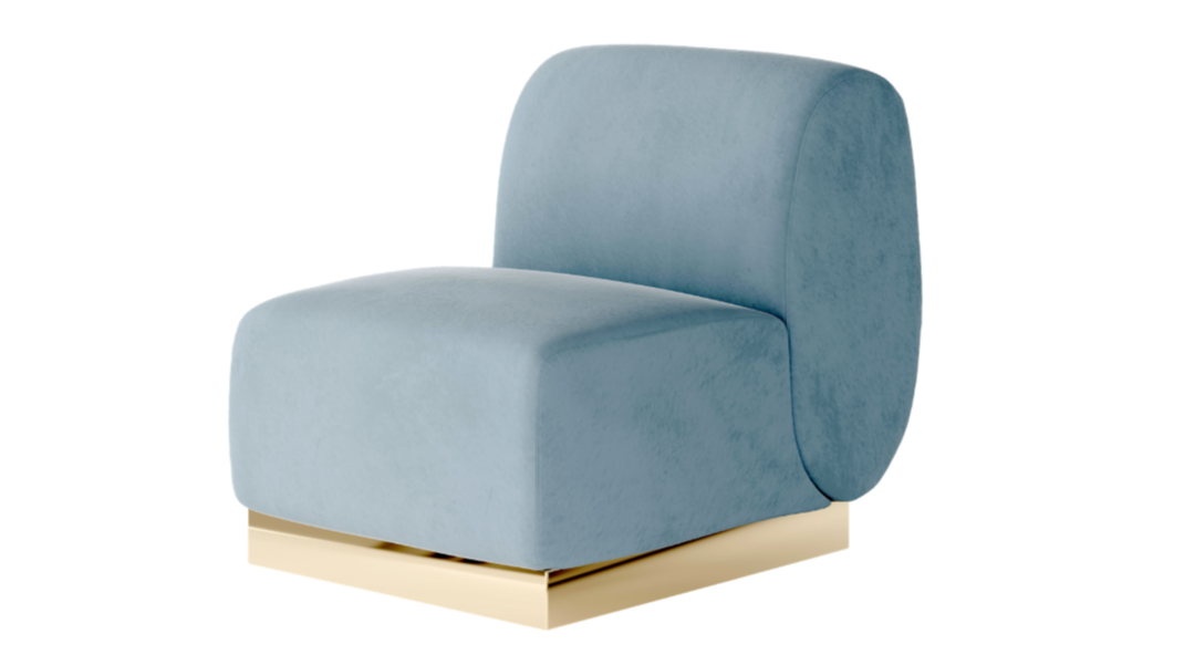 Colette Middle Chair Gold Base – Rain Velvet