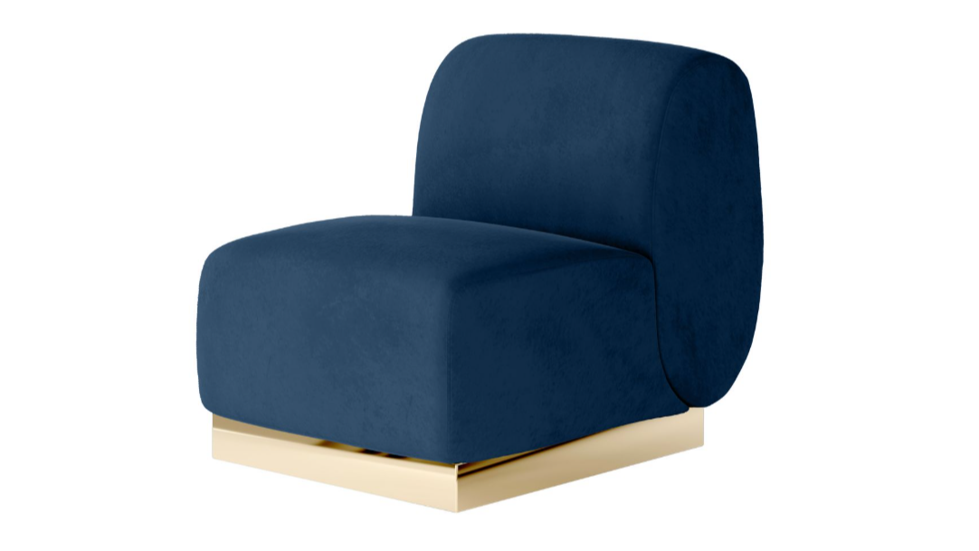 Colette Middle Chair Gold Base – Sapphire Velvet