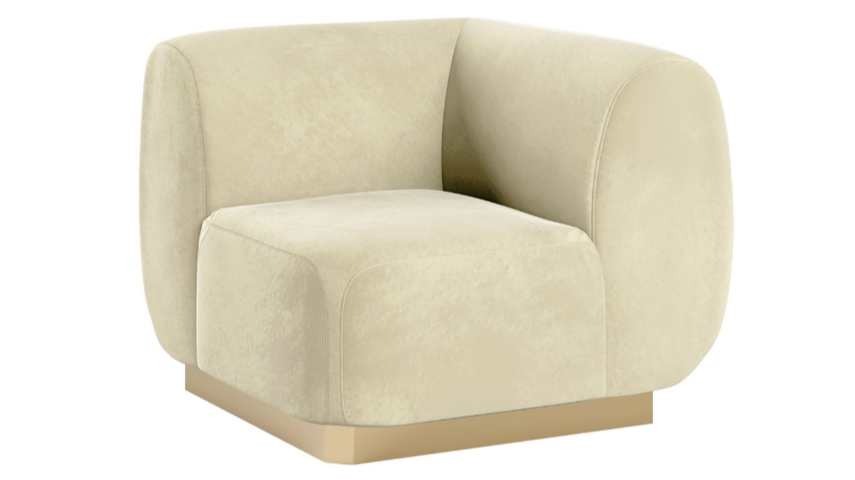 Colette Corner Chair Gold Base – Ivory Velvet