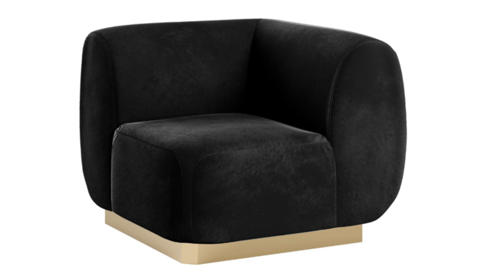 Colette Corner Chair Gold Base – Black Velvet