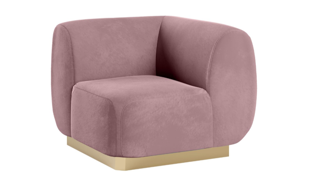Colette Corner Chair Gold Base – Dusty Rose Velvet