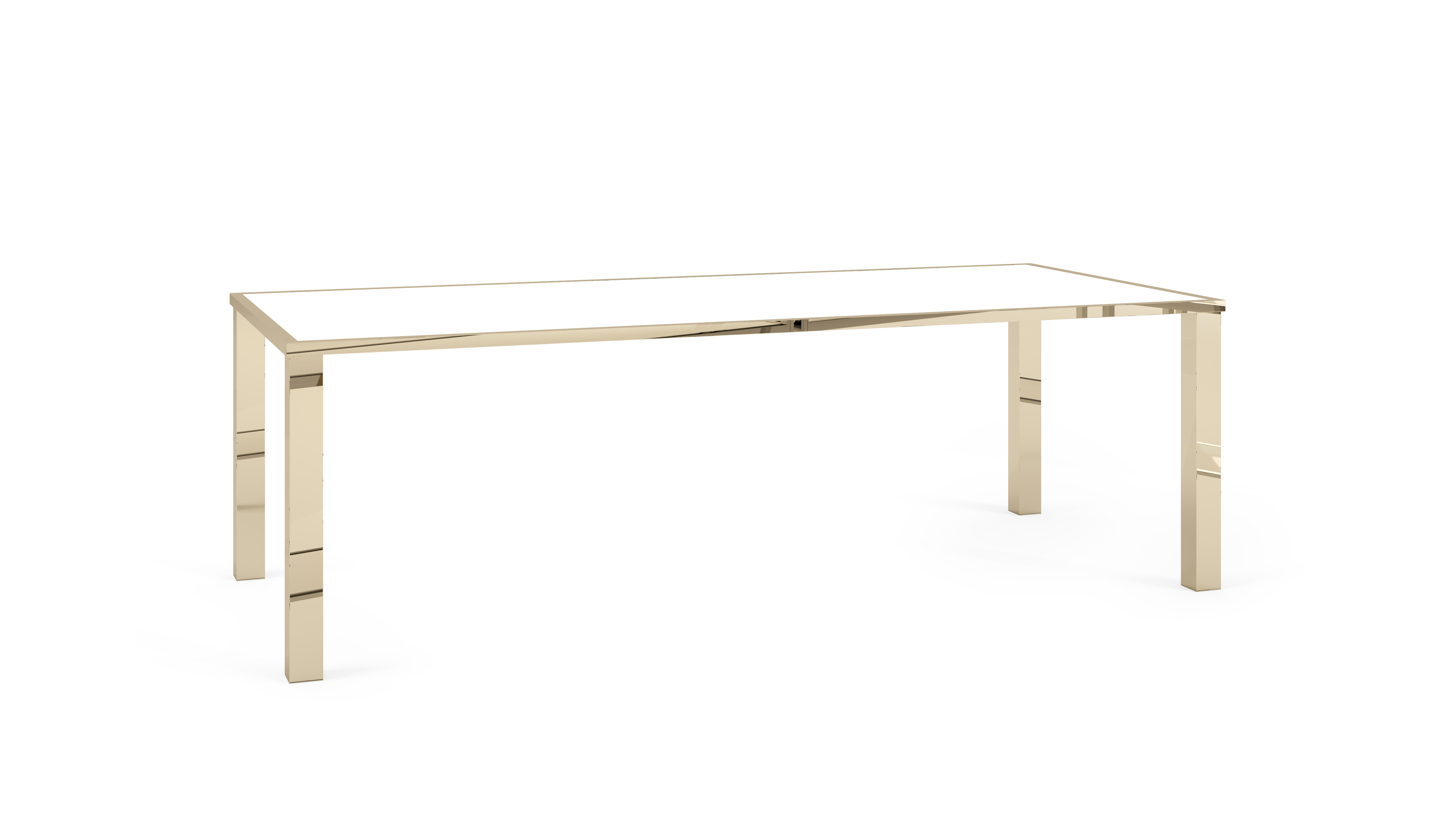 Metropolitan Table Polished Gold White – 96″L x 42″W