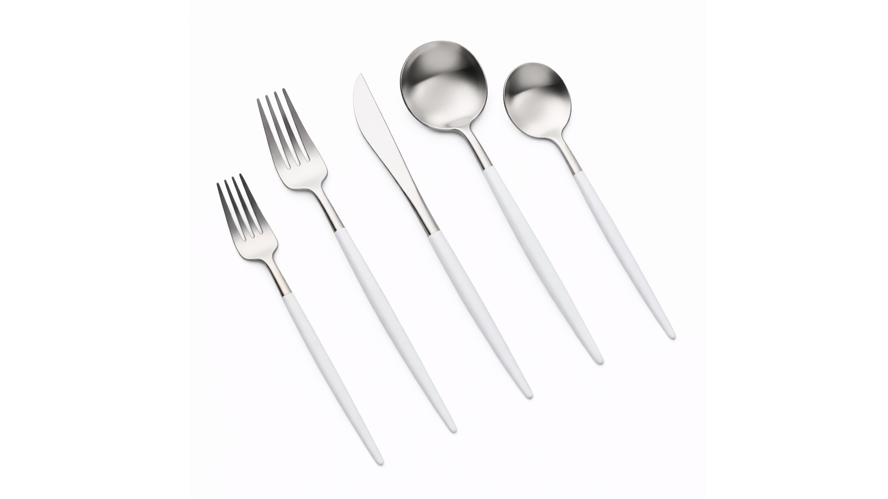 Vera SILVER White Handle Salad Fork (Pack of 10)