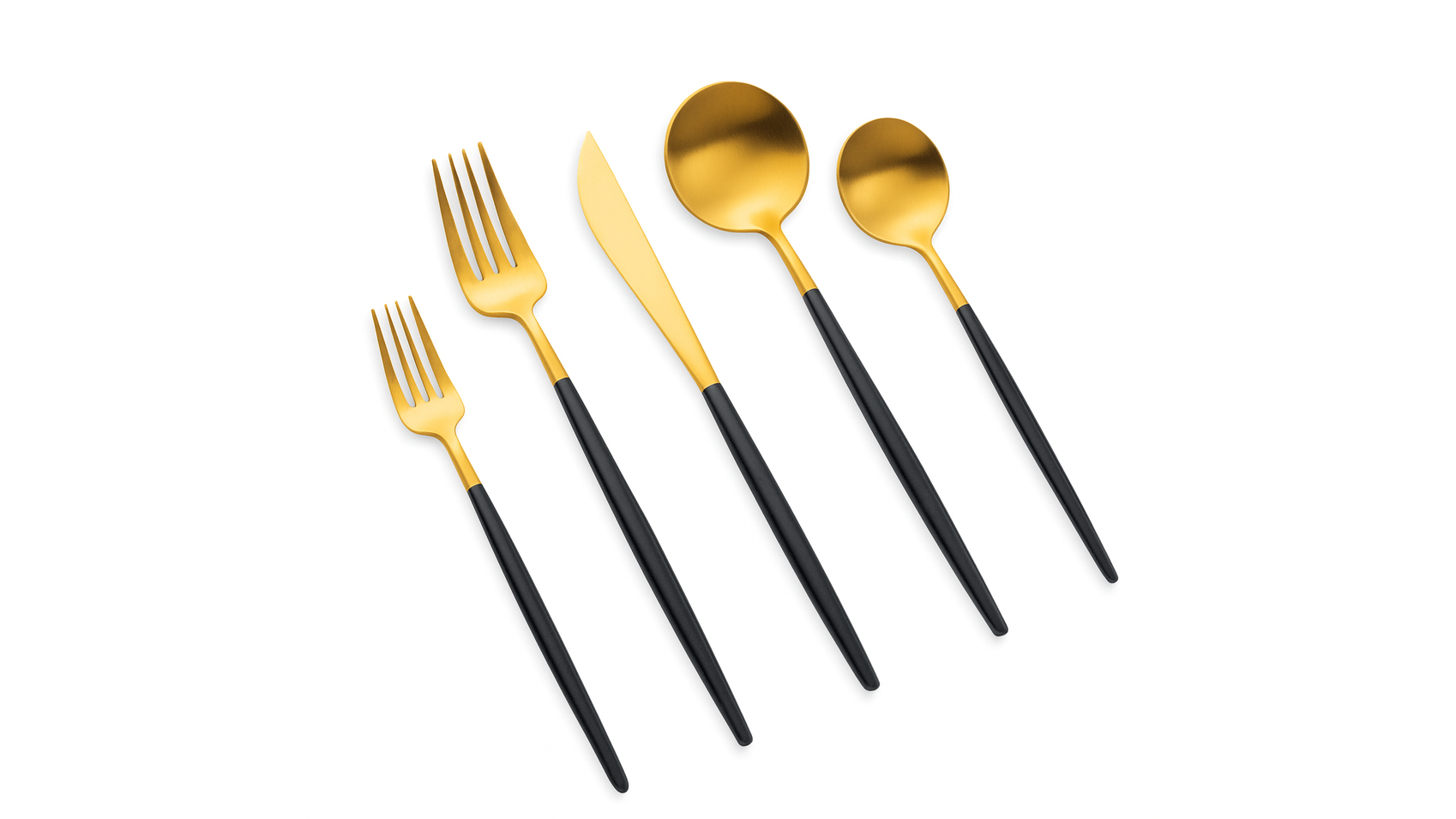 Vera GOLD Black Handle Teaspoon (Pack of 10)