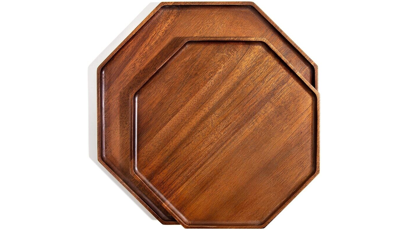 Acacia Wood Octagon Platter 12″