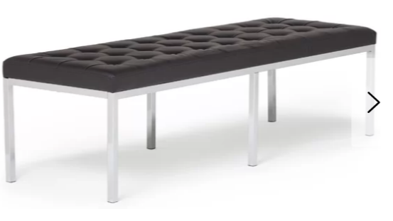 Black Leather Tufted Bench 60″