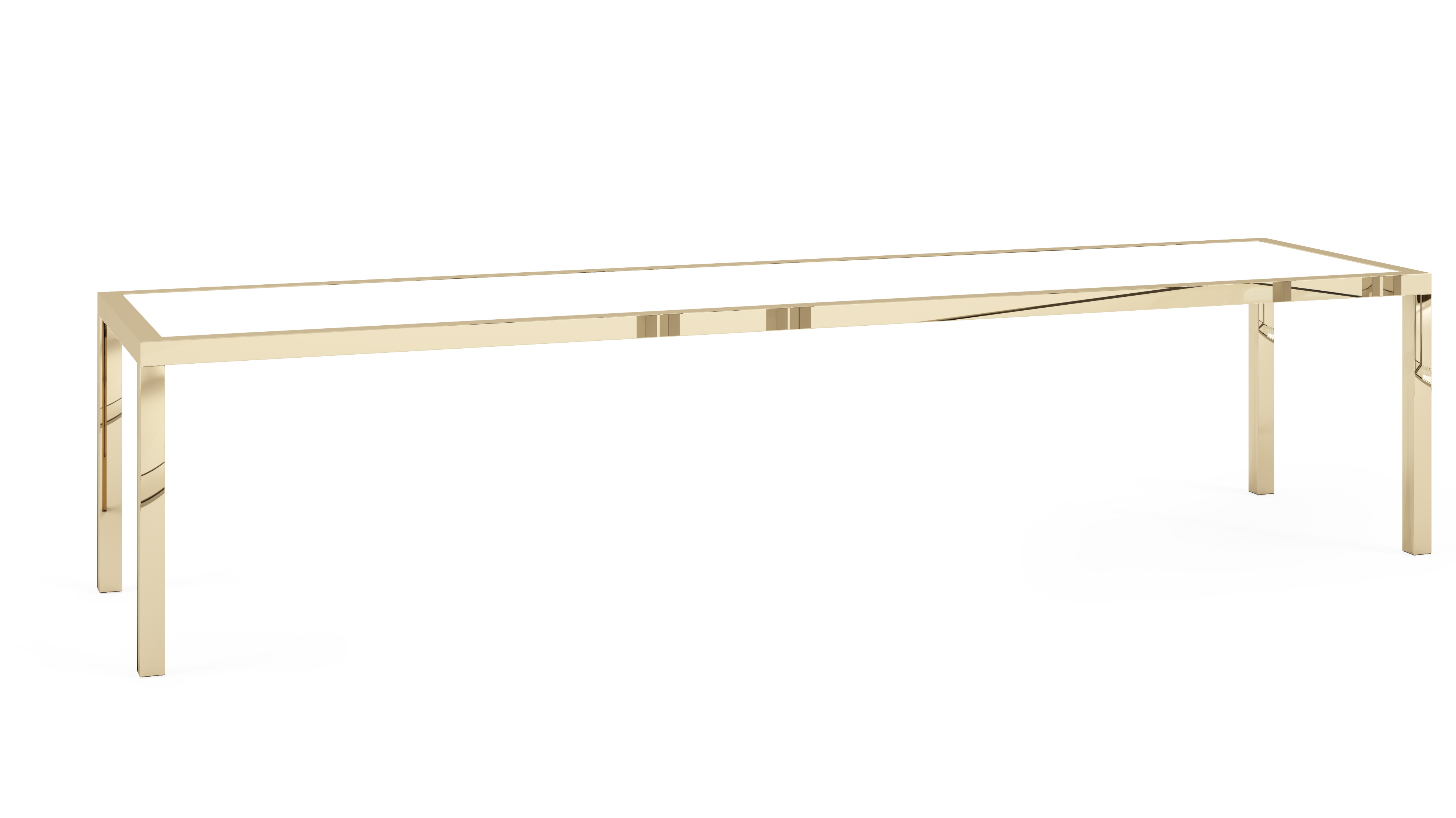 Bentley Coffee Table Polished Gold White – 72″L x 18″W x 16″ H