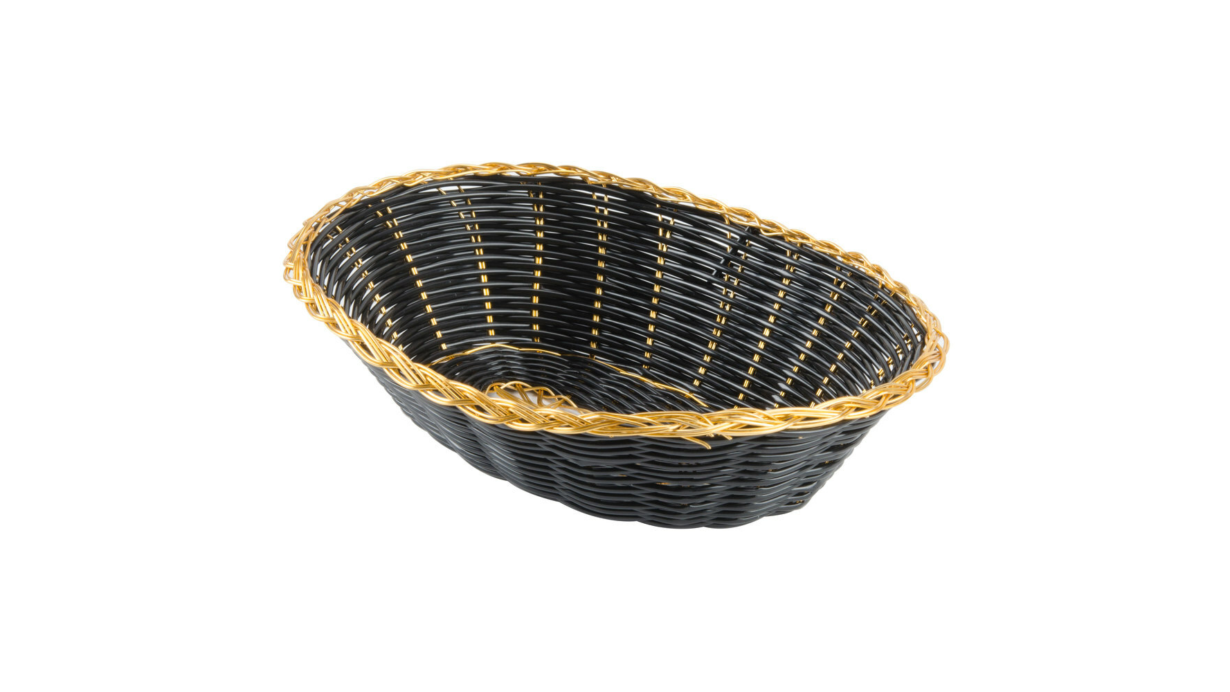 Gold Trim Black Oval Basket 6″ X 9″