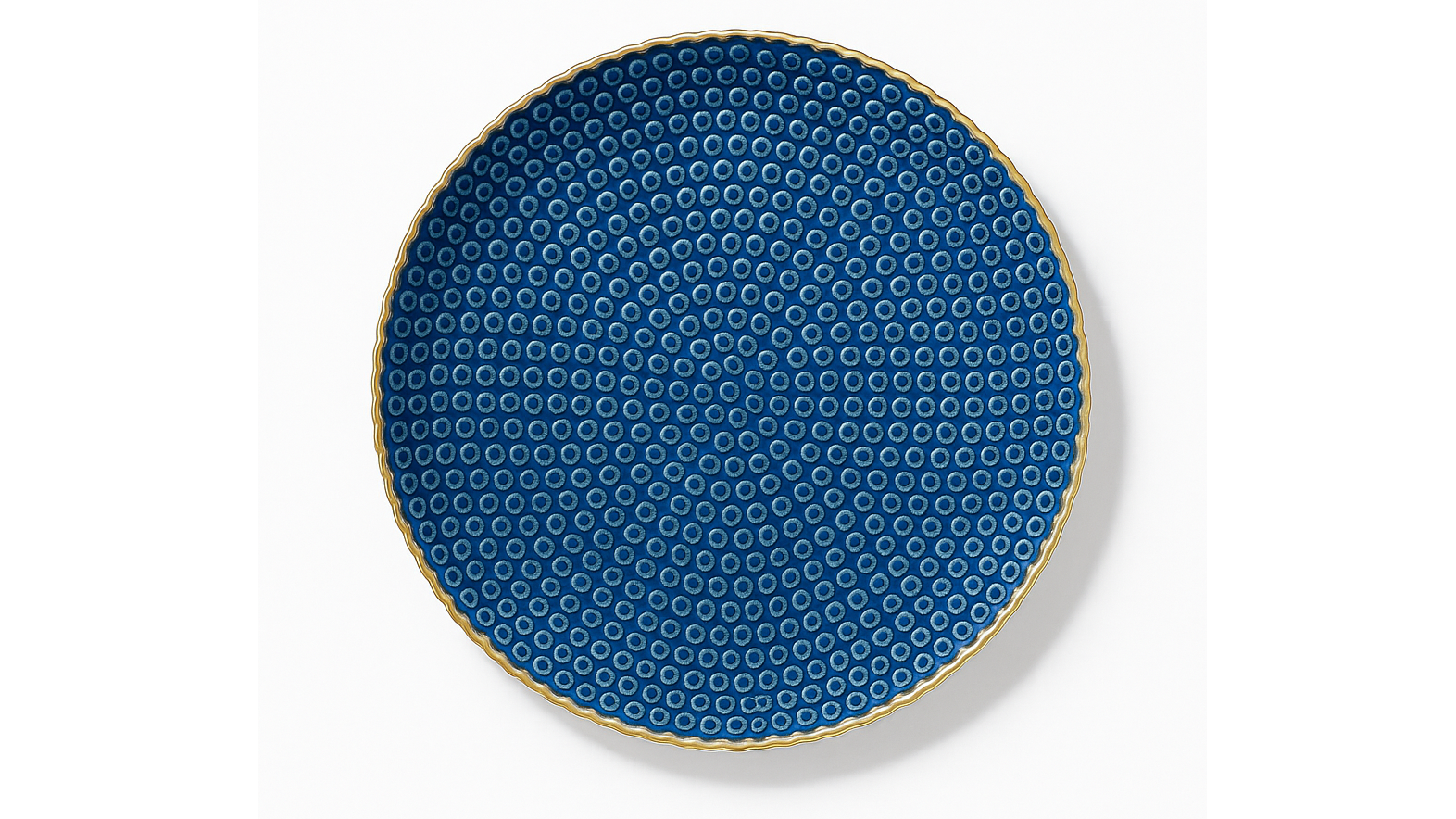 Glass Charger Maple Dark Blue with Gold Rim 13″