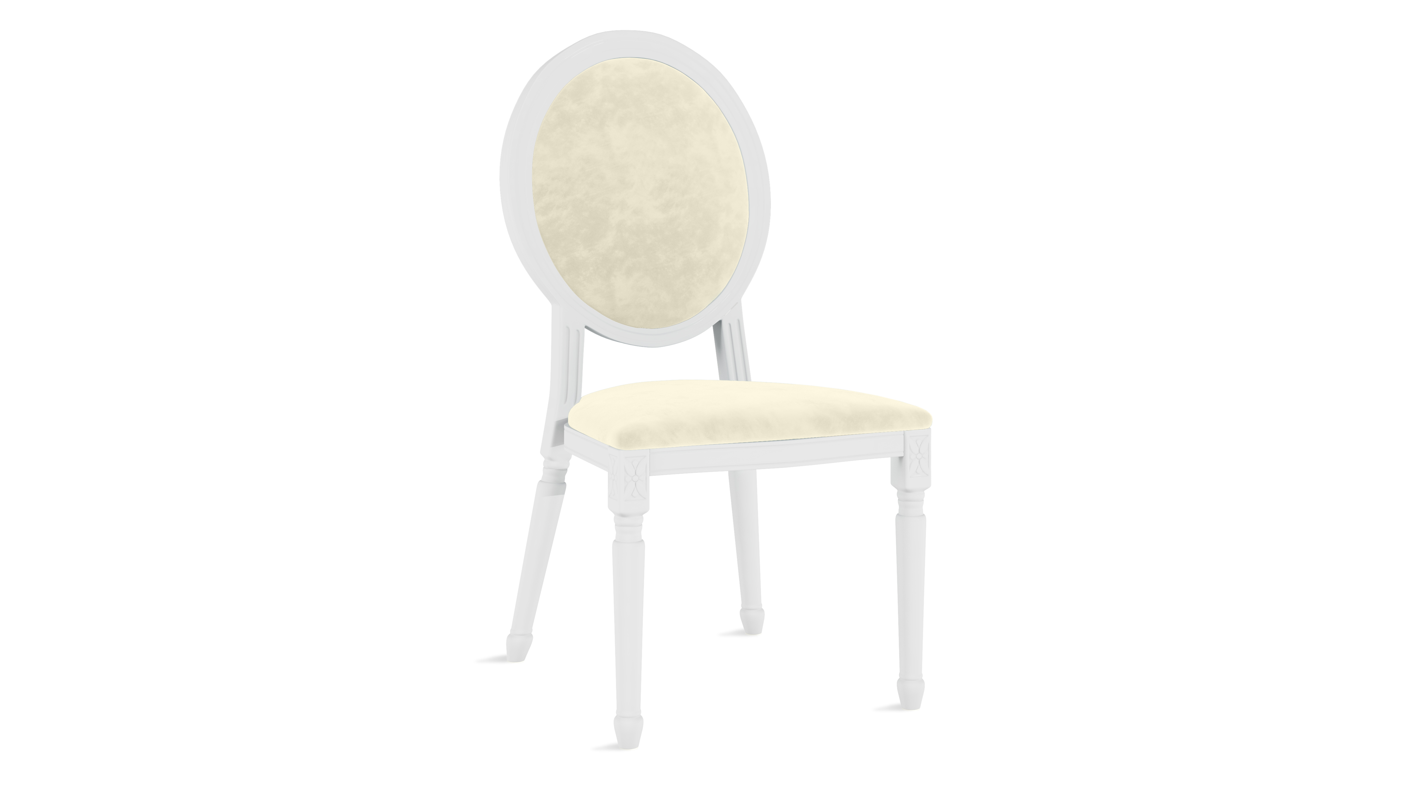 Louis XV Chair White – Ivory Velvet Cushions
