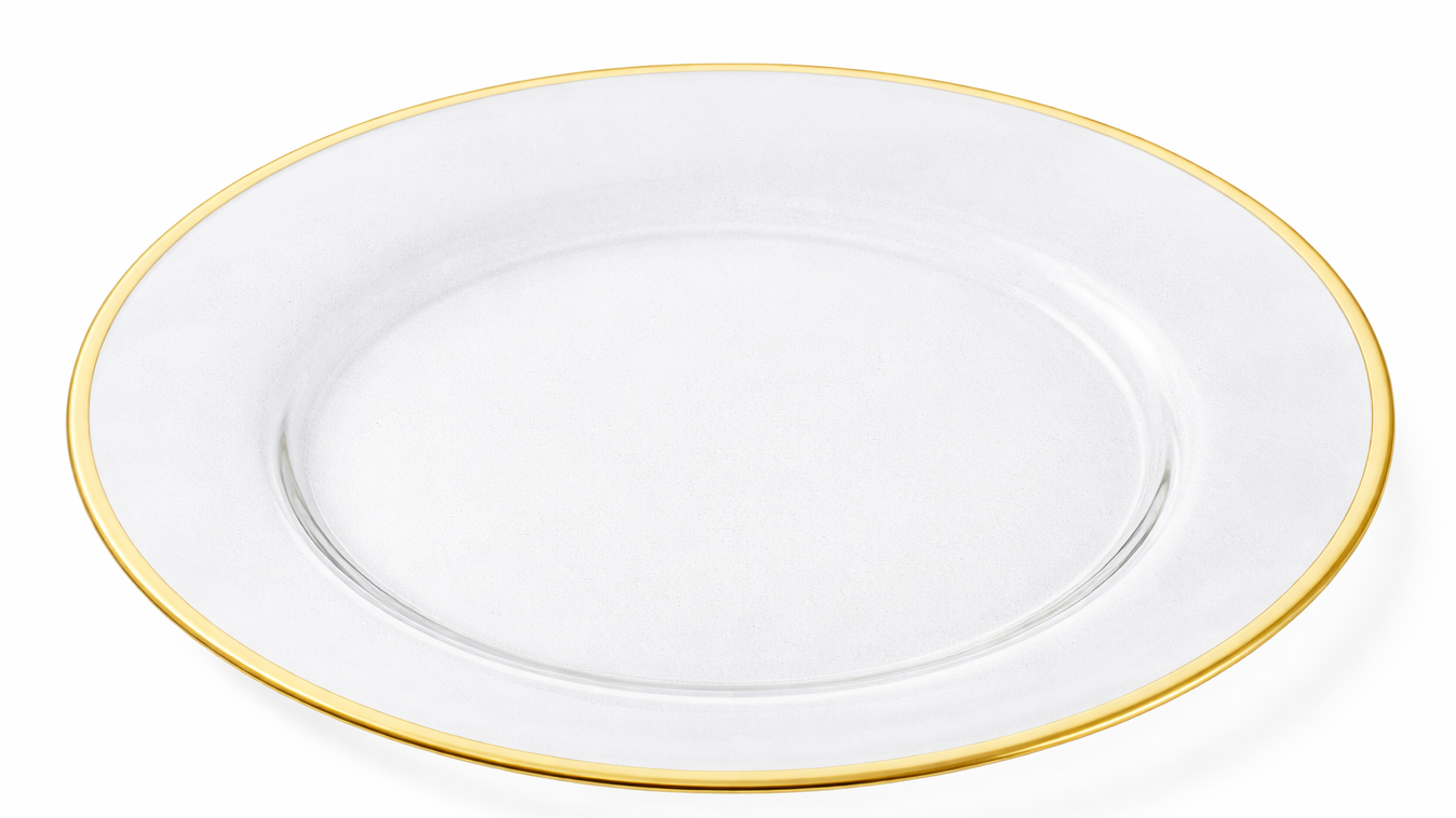 Glass Gold Rim Dinner Plate 10″ (Pack of 10)