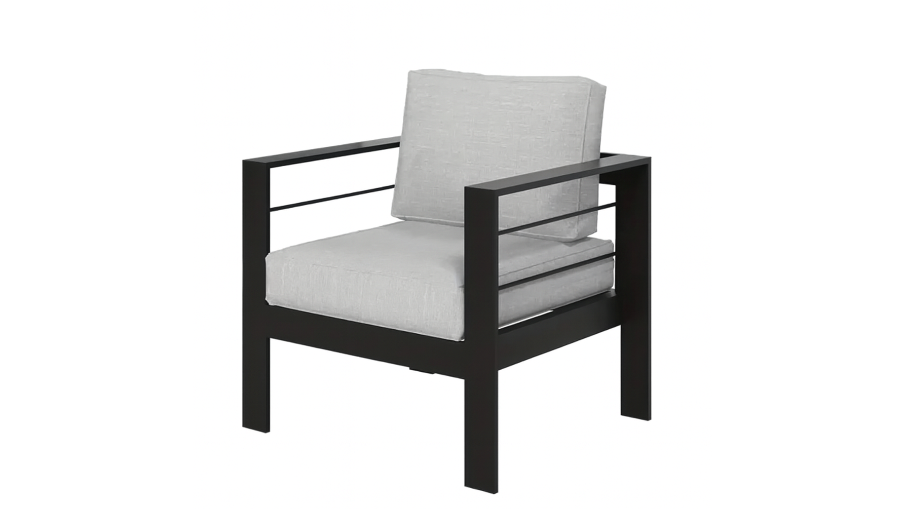 Hampton’s Black Frame Chair – Light Grey Cushion