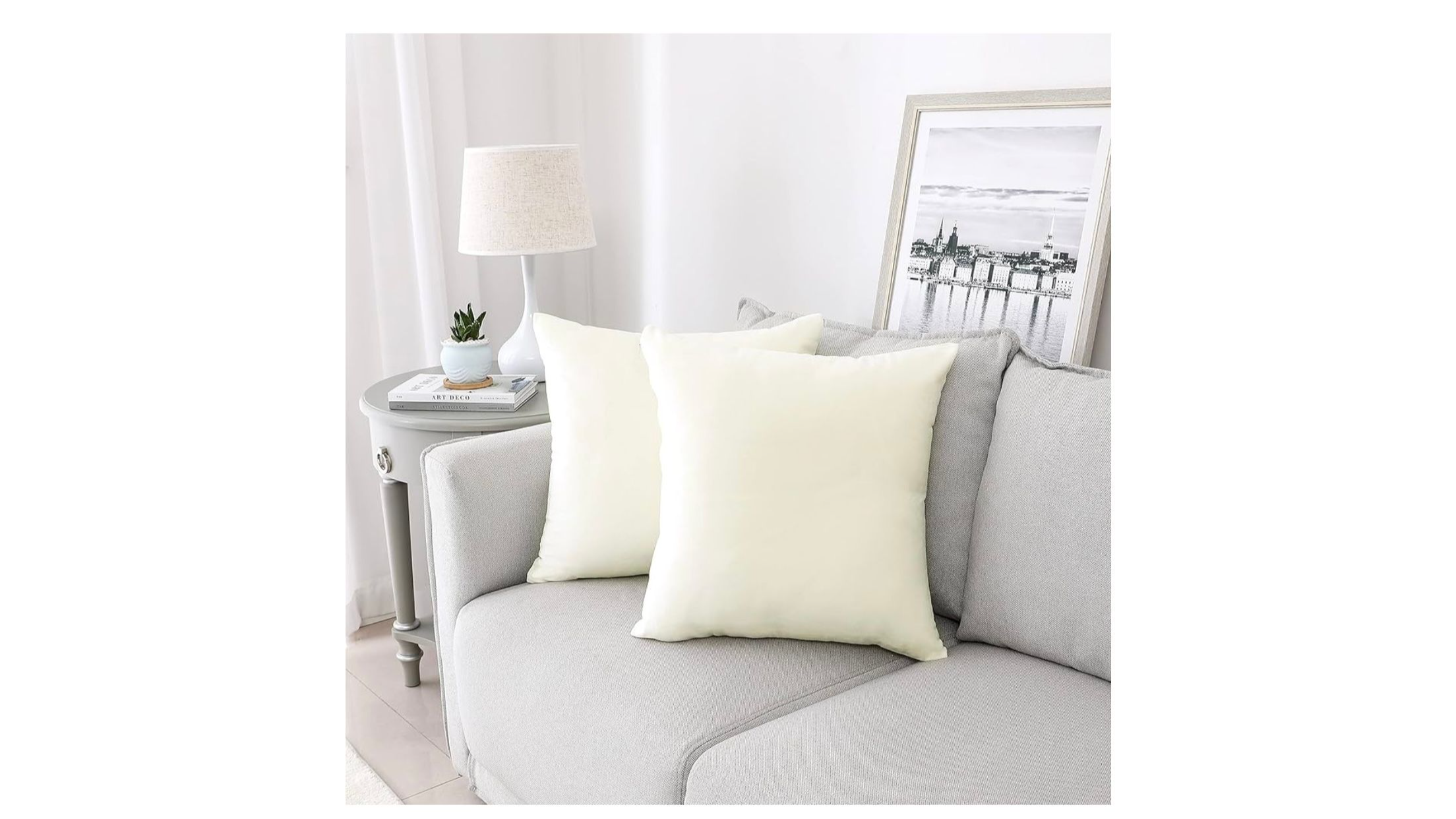 Ivory Velvet Throw Pillow 18″ – Set of 2