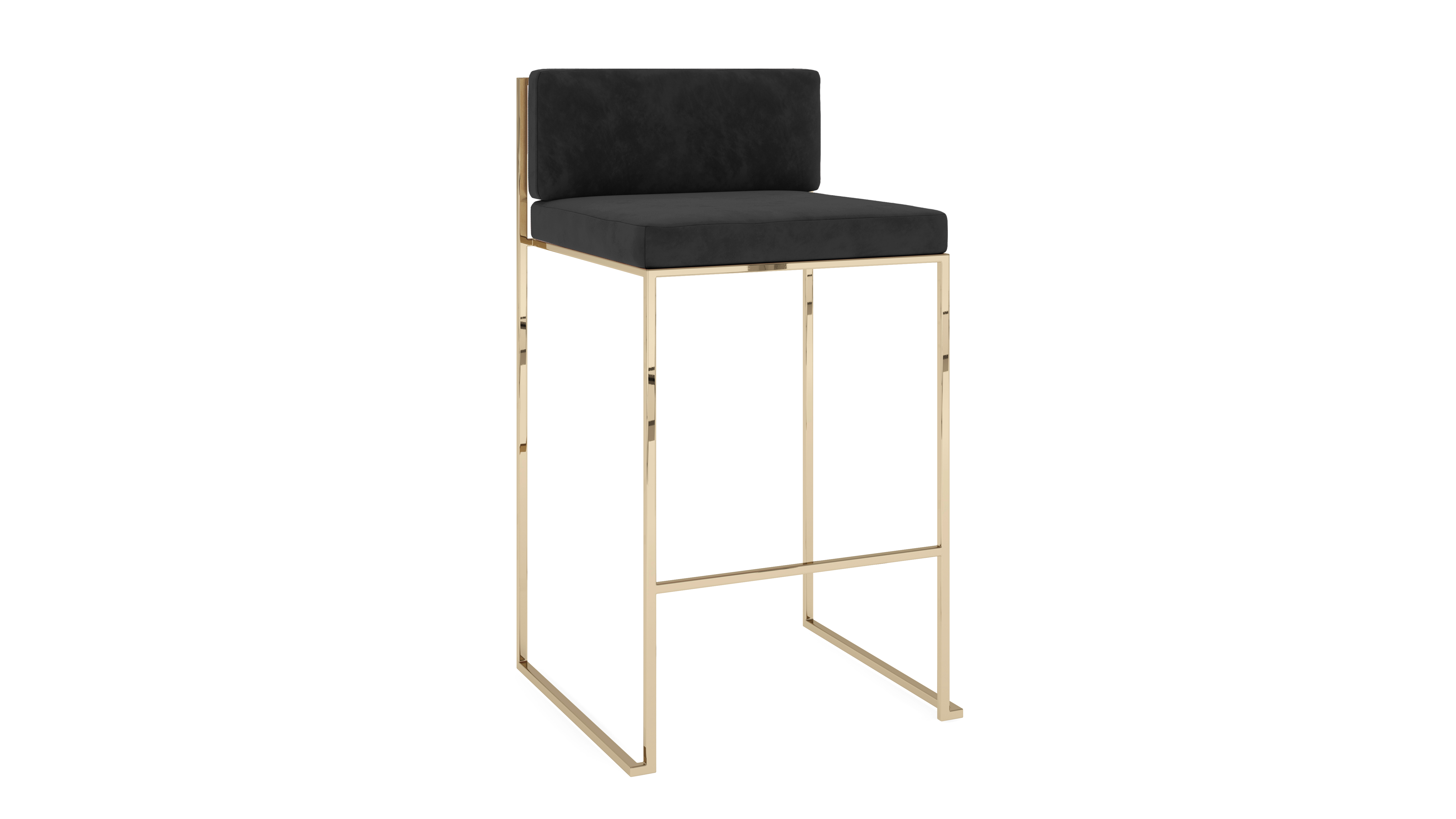 Paramount Stool Polished Gold – Black Velvet Cushion