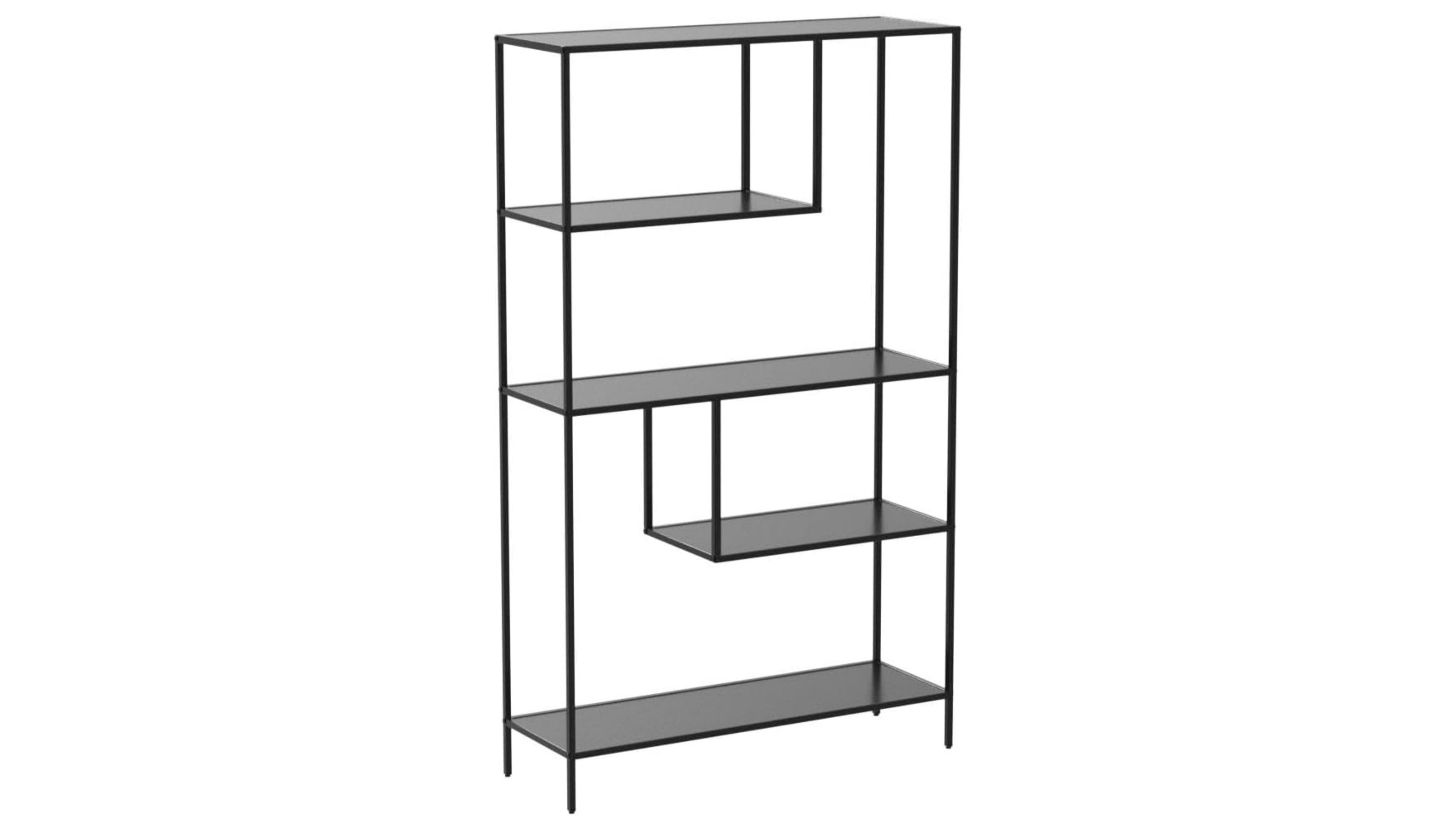Metal Display Four Tier – BLACK With Black Shelves