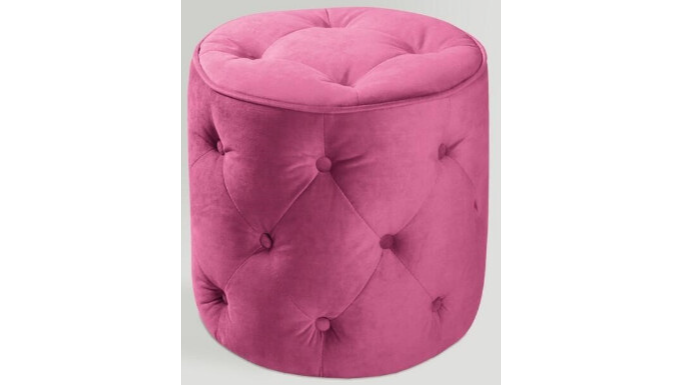 Pink Tufted Ottoman 17″ Diameter